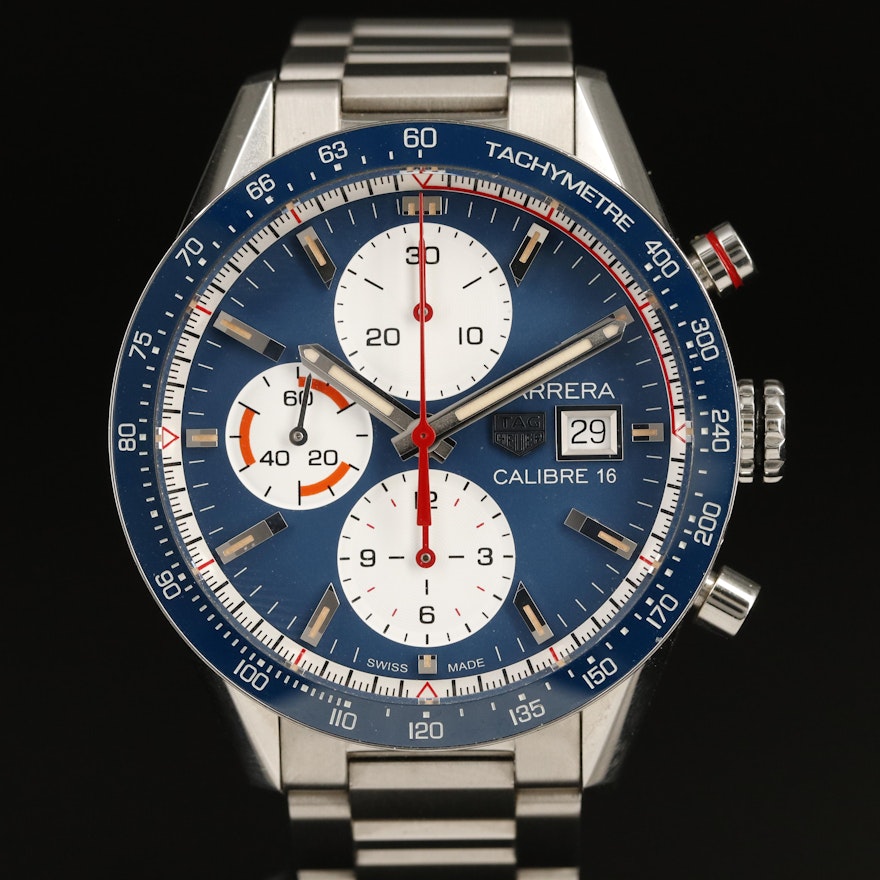 TAG Heuer Automatic Chronograph Blue Dial Wristwatch