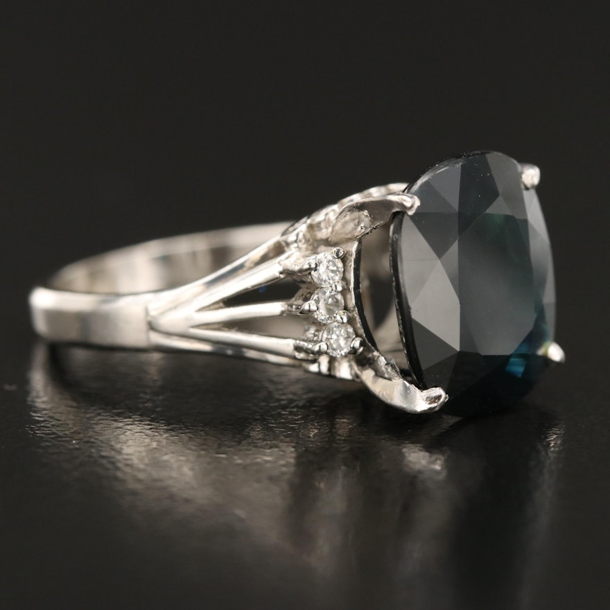 Platinum 4.85 CT Sapphire and Diamond Ring