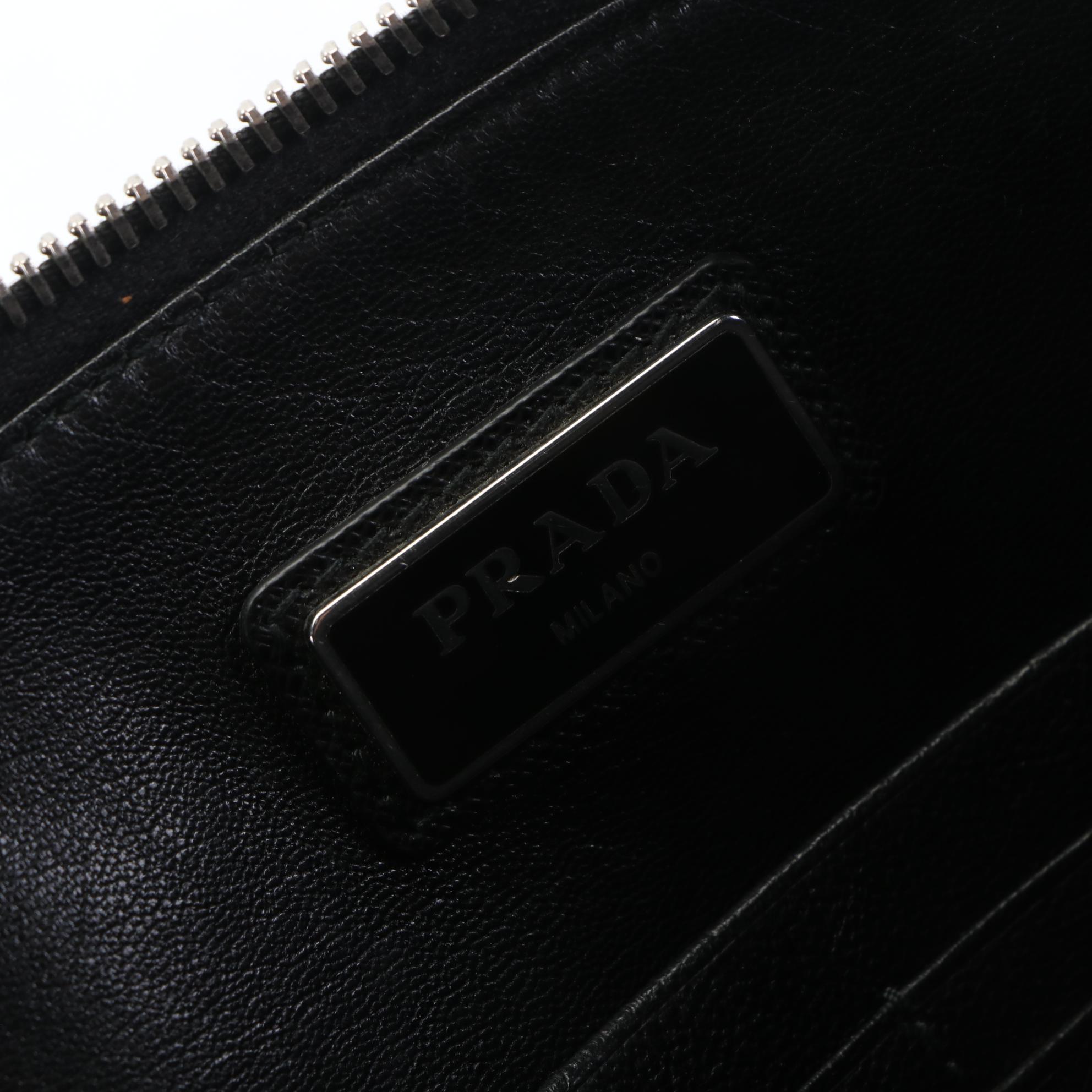 Prada Contenitor Zip Case in Black Saffiano Leather with Box