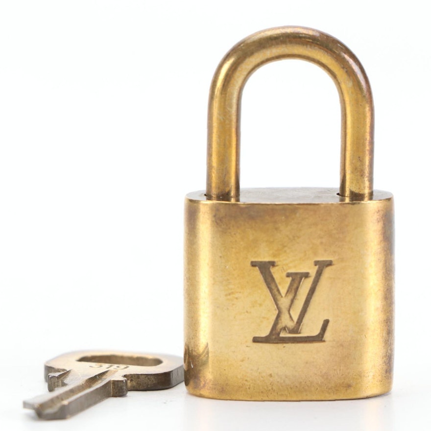 Louis Vuitton Brass Padlock and Key Set