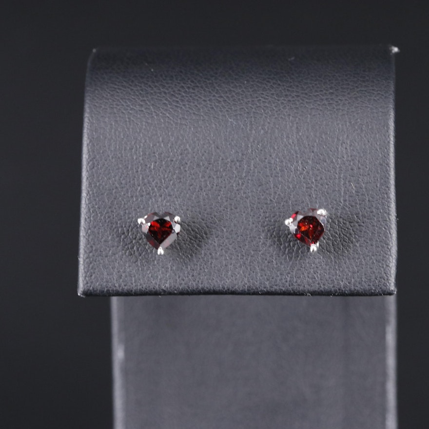 Sterling Garnet Stud Earrings