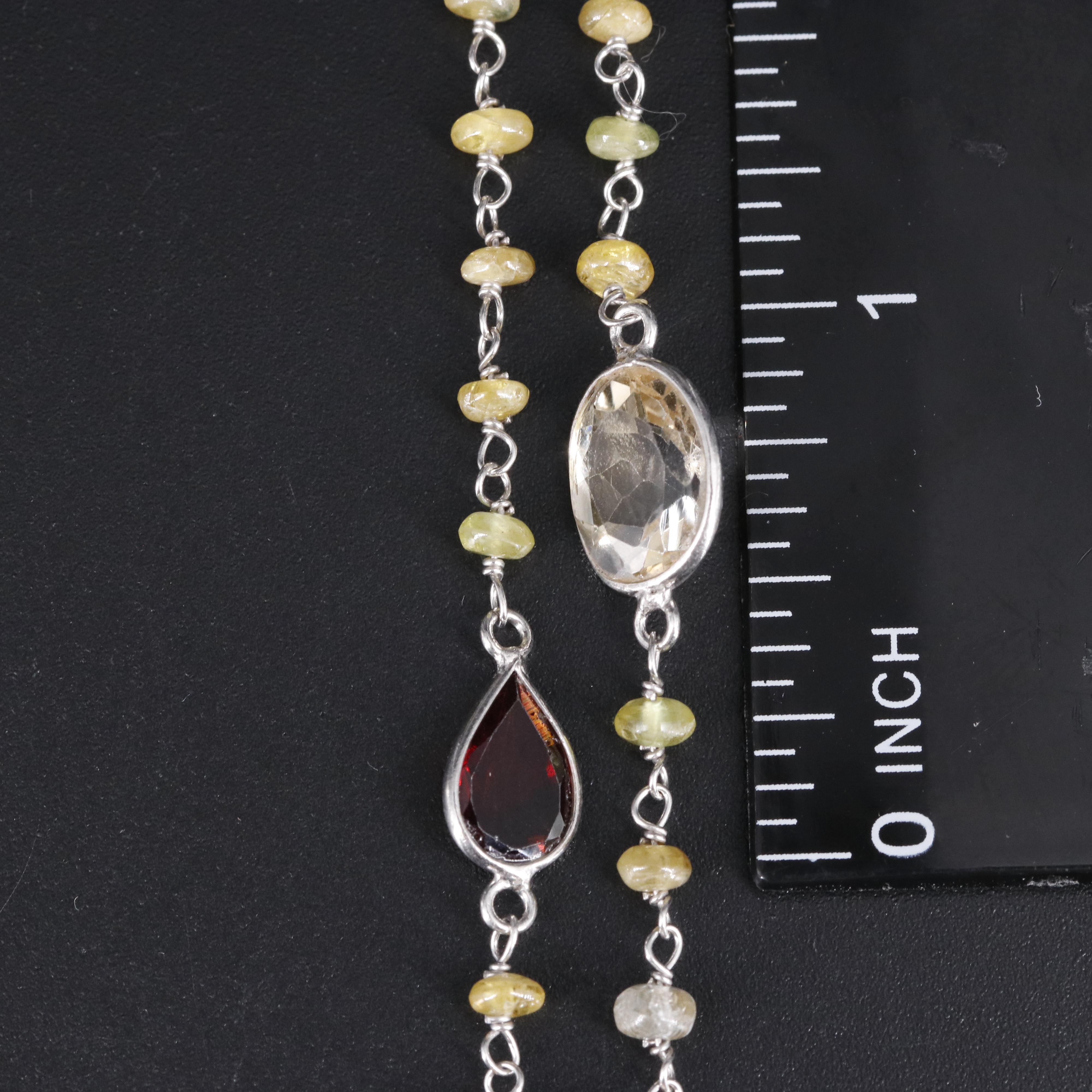 Sterling Silver Necklace Featuring Gemstones