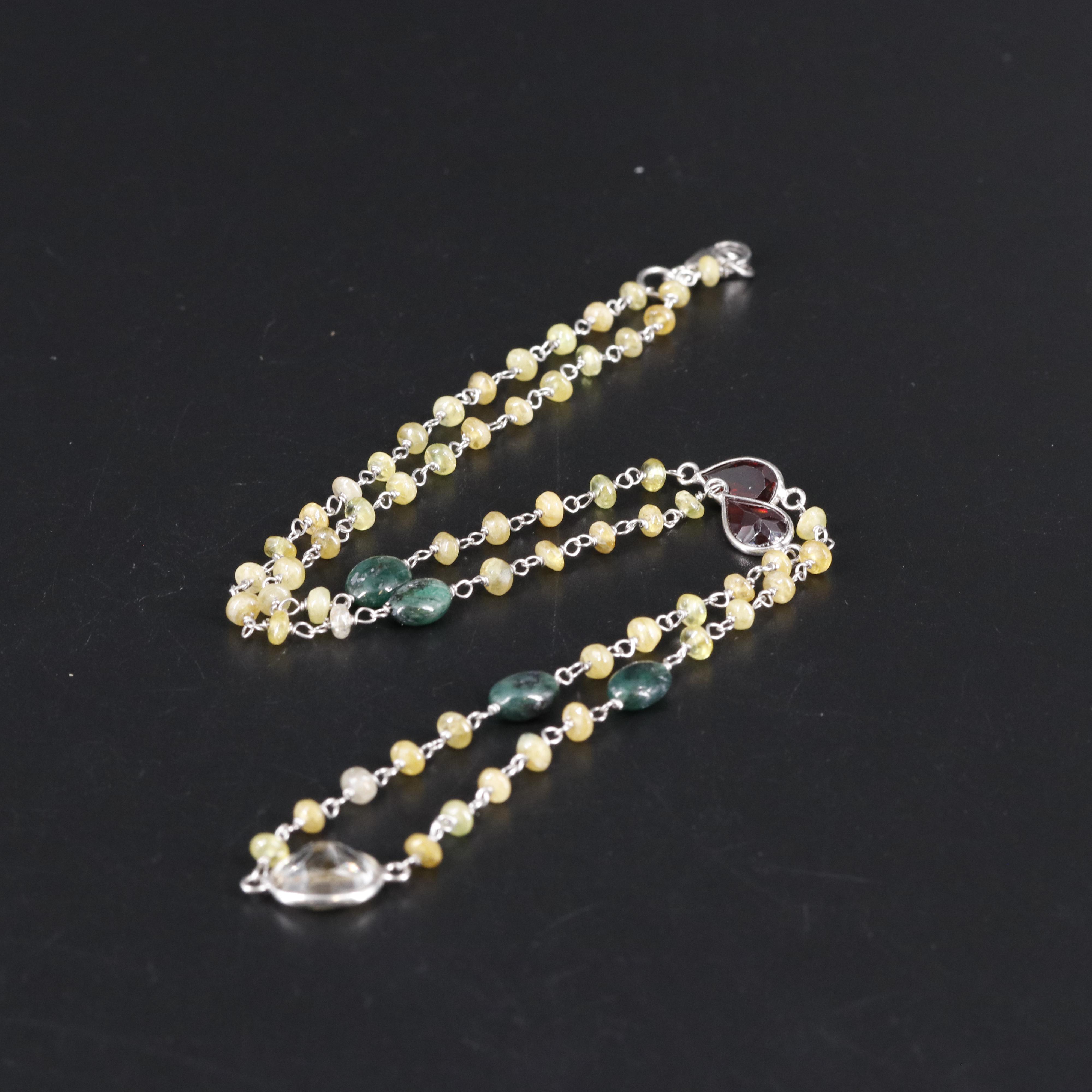 Sterling Silver Necklace Featuring Gemstones