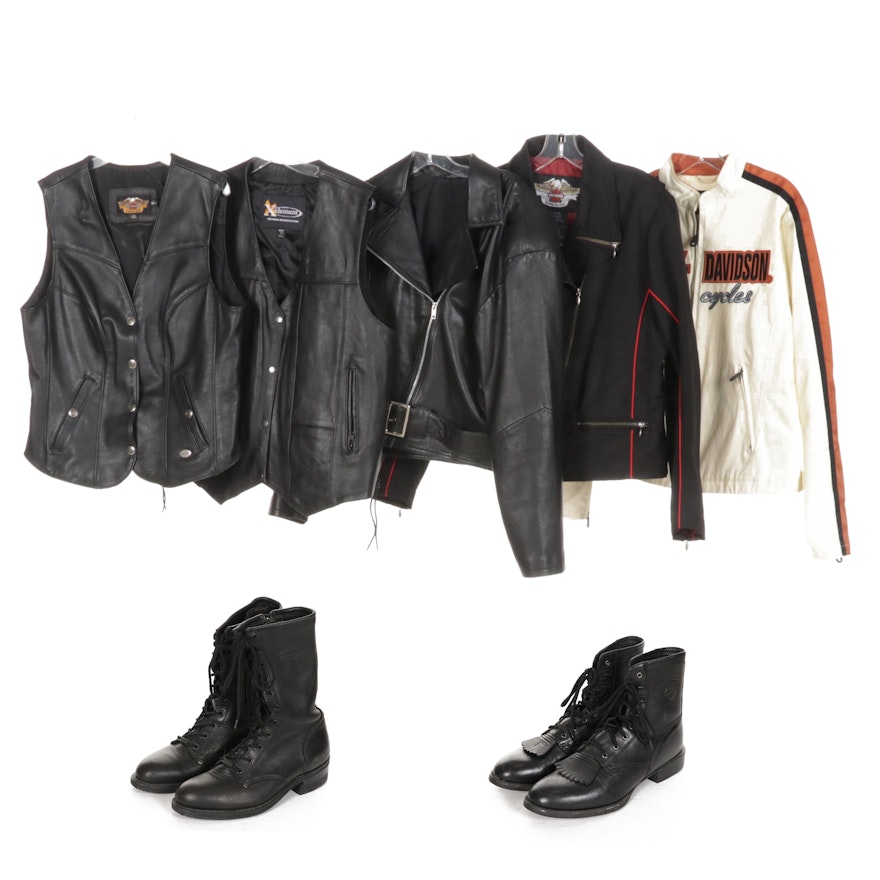 Harley-Davidson and Other Motorcycle Apparel Including Jackets, Vests, and Boots
