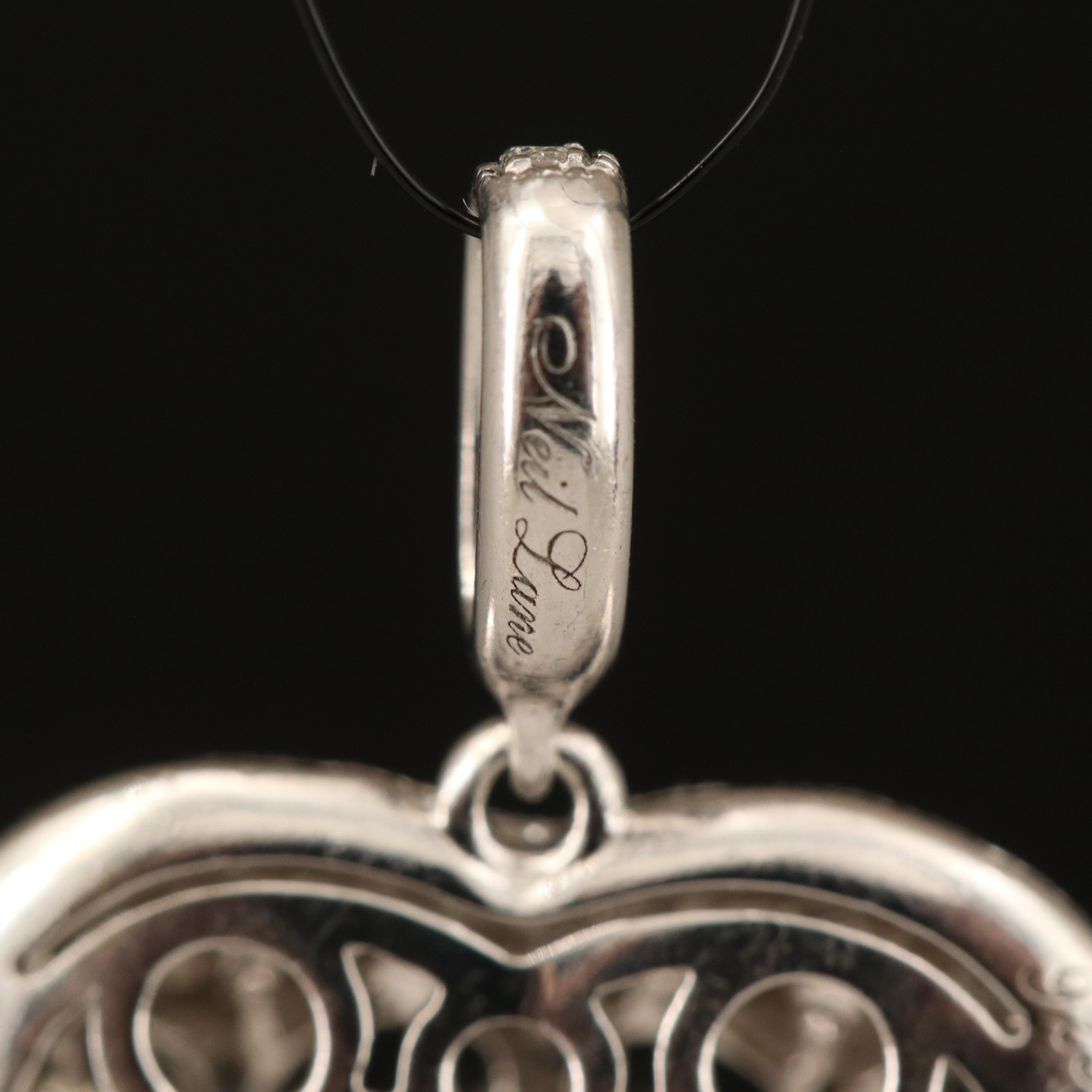 Neil Lane Sterling and Diamond Filigree Heart Pendant
