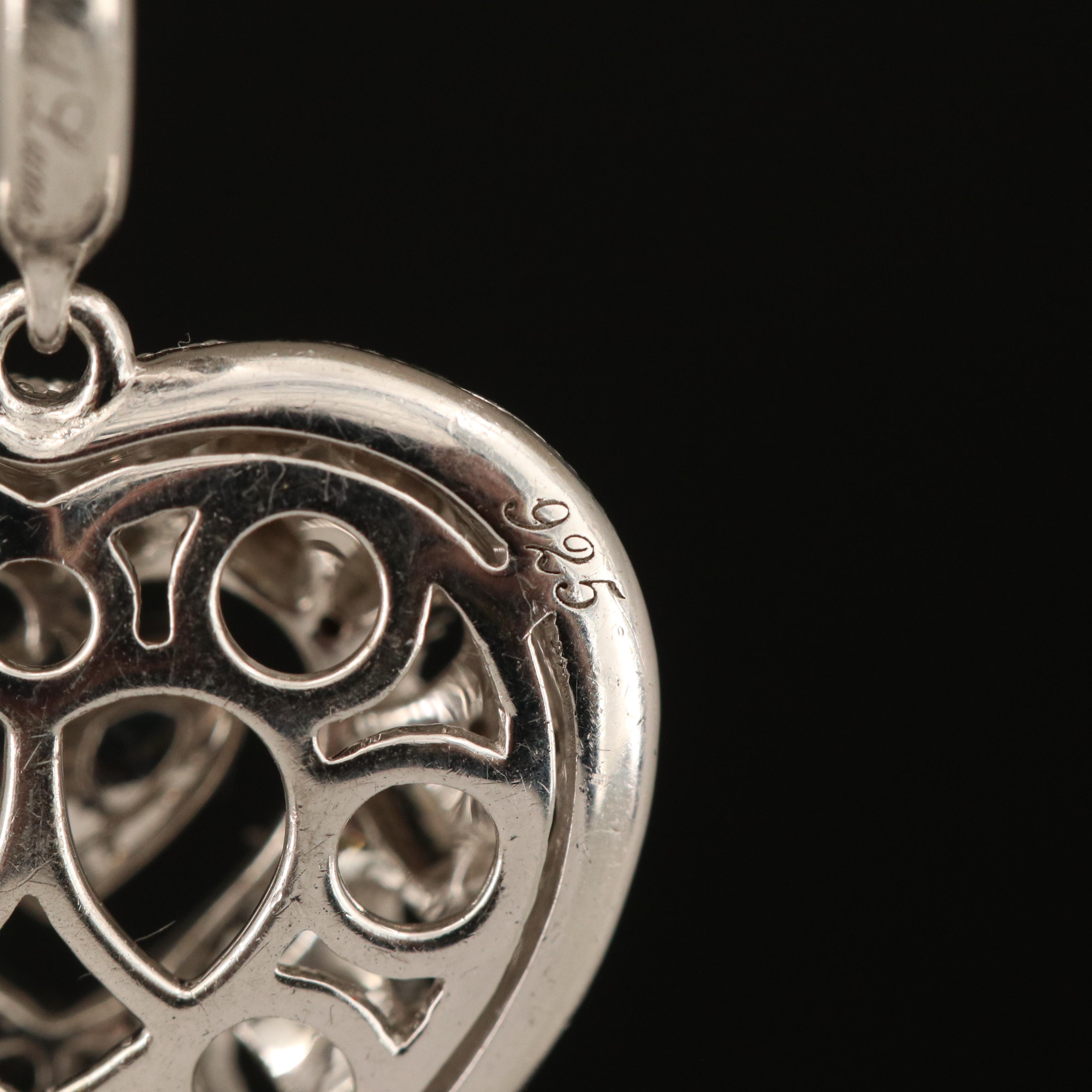 Neil Lane Sterling and Diamond Filigree Heart Pendant