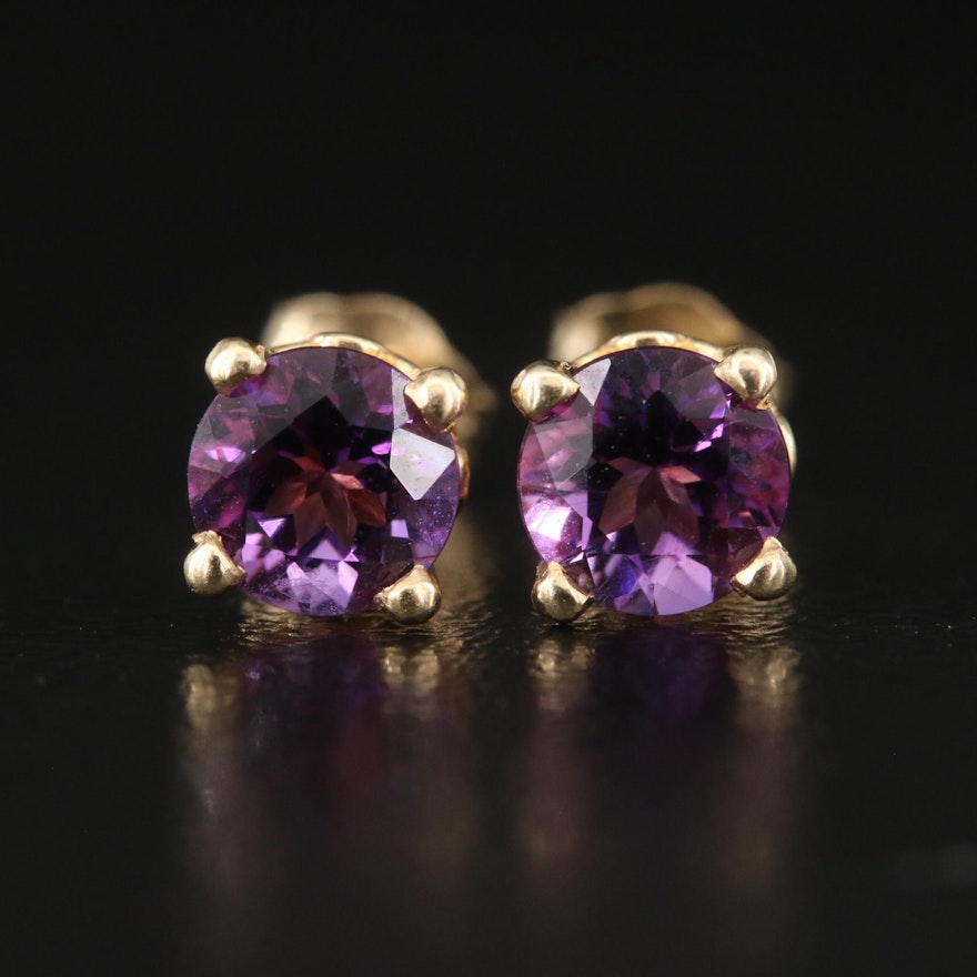 14K Amethyst Stud Earrings