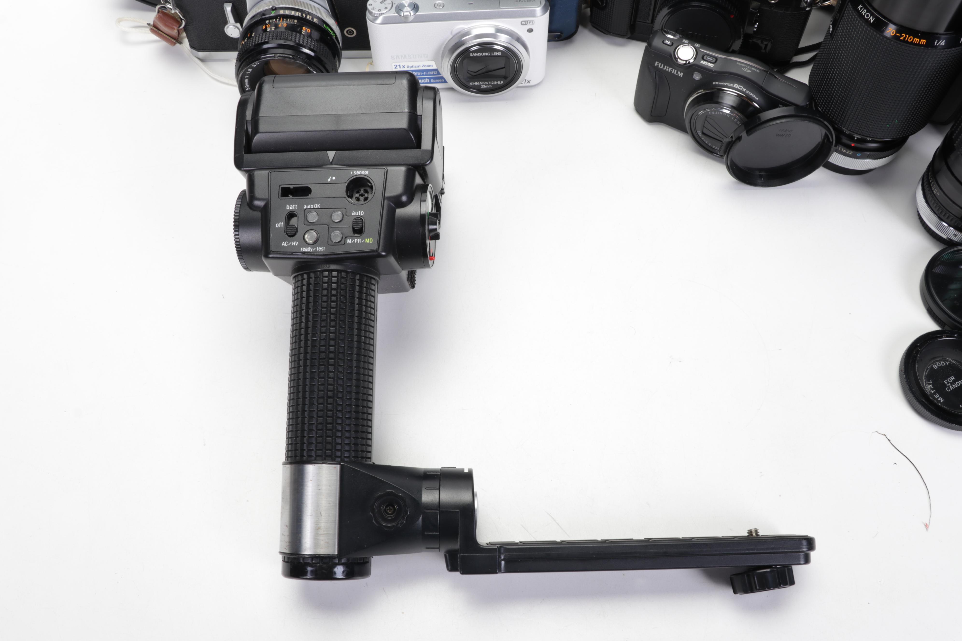 Canon 35mm Film Cameras with Assorted Lenses and Equiptment