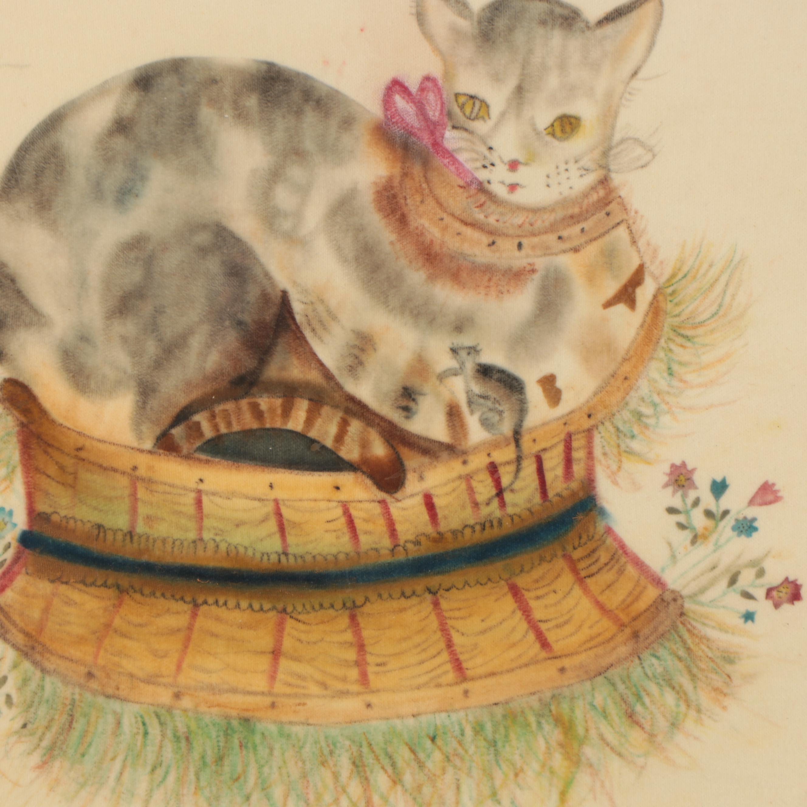 M. K. Bemis Folk Art Drawings With Stenciling