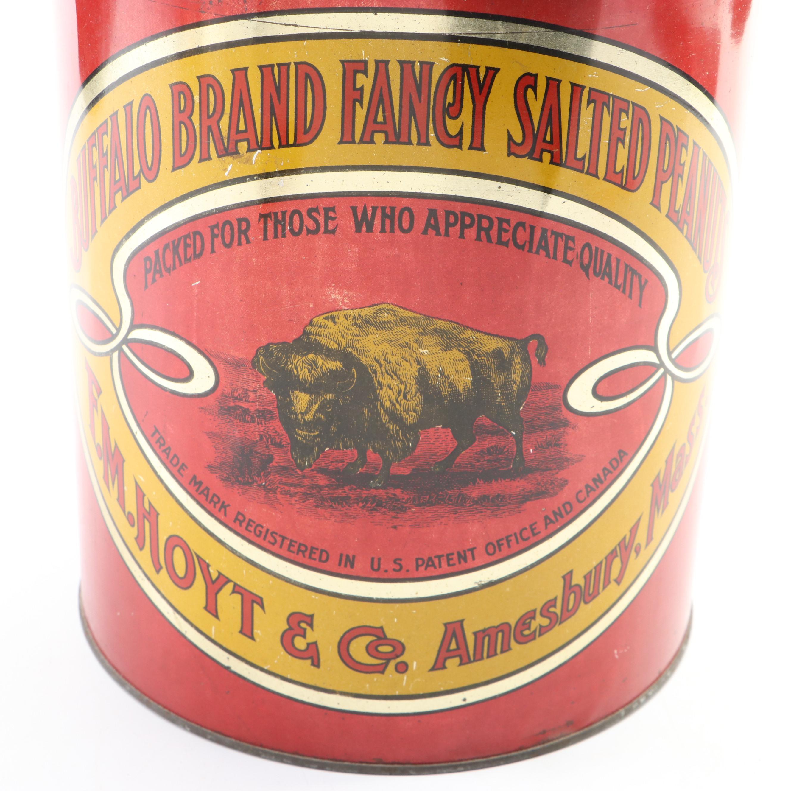Buffalo Brand Fancy Salted Peanuts Tin, Early 20th Century