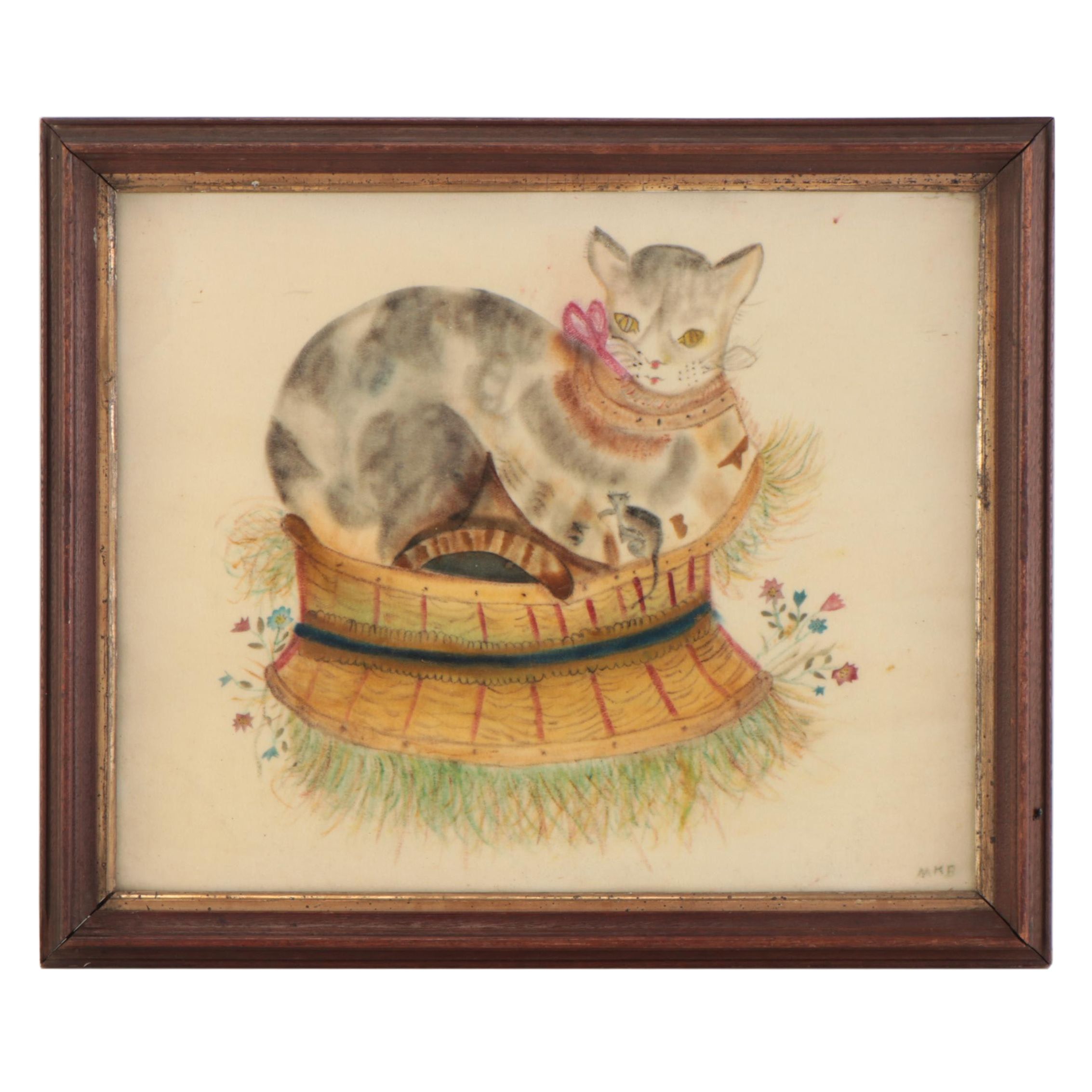 M. K. Bemis Folk Art Drawings With Stenciling