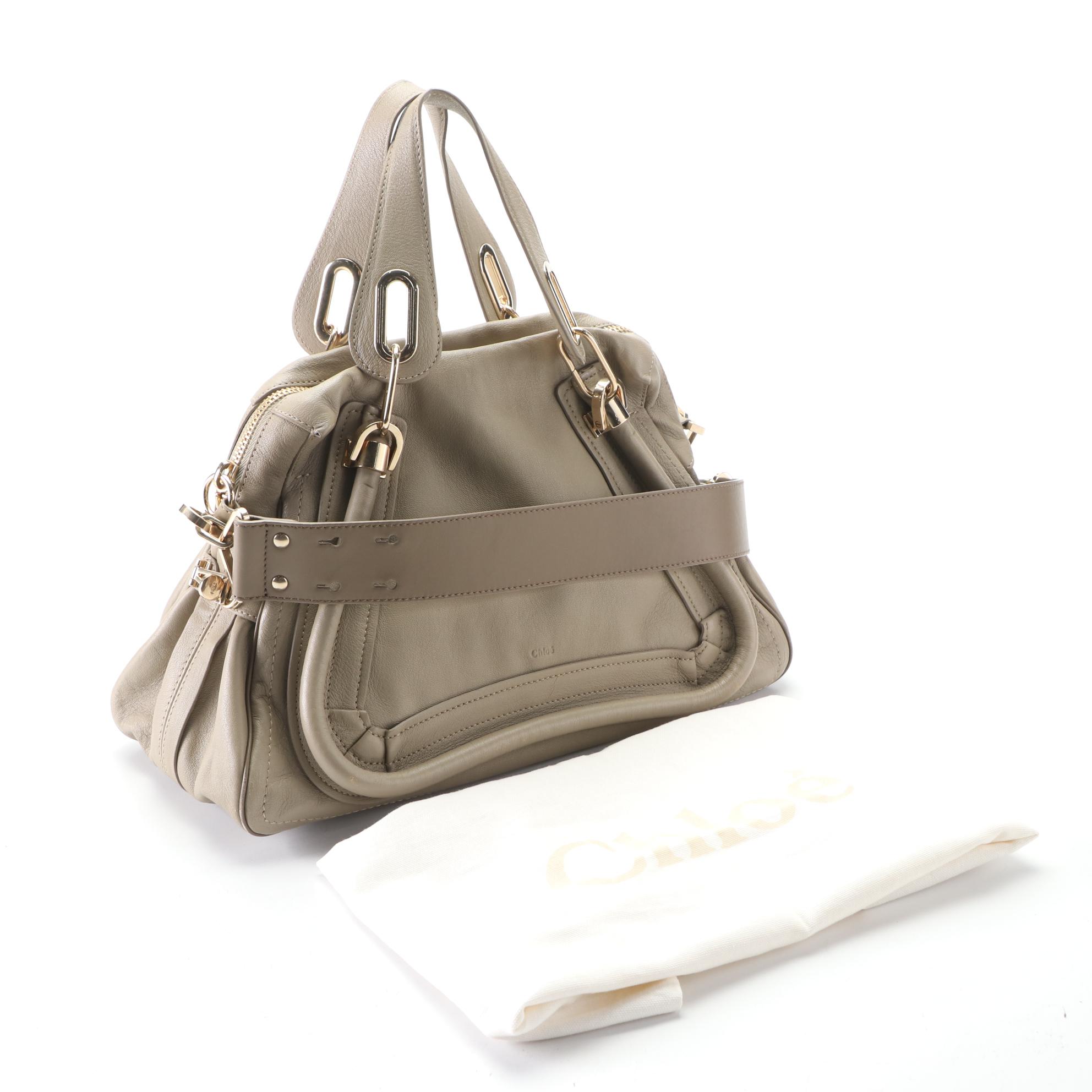 Chloé Paraty Shoulder Bag in Taupe Leather