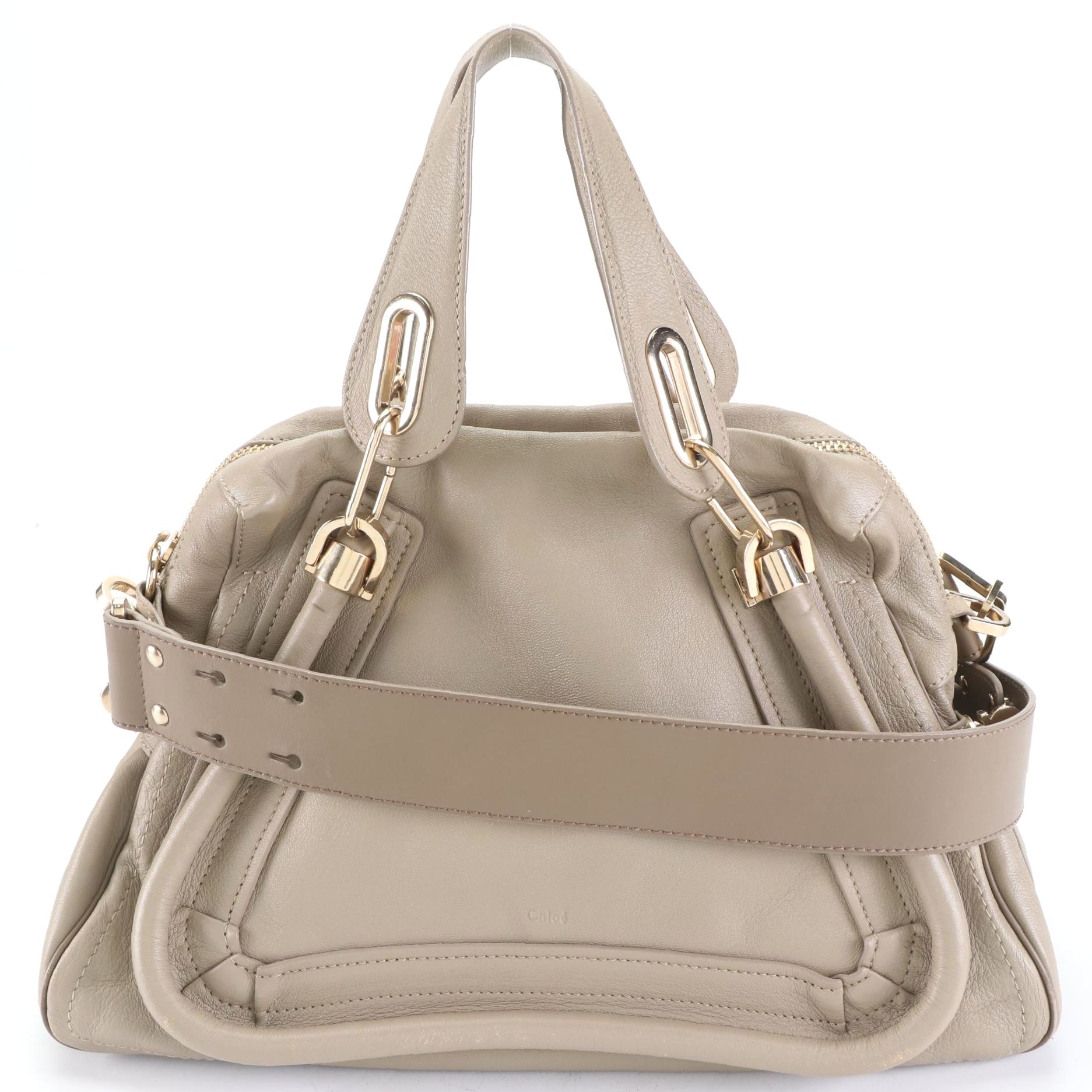 Chloé Paraty Shoulder Bag in Taupe Leather