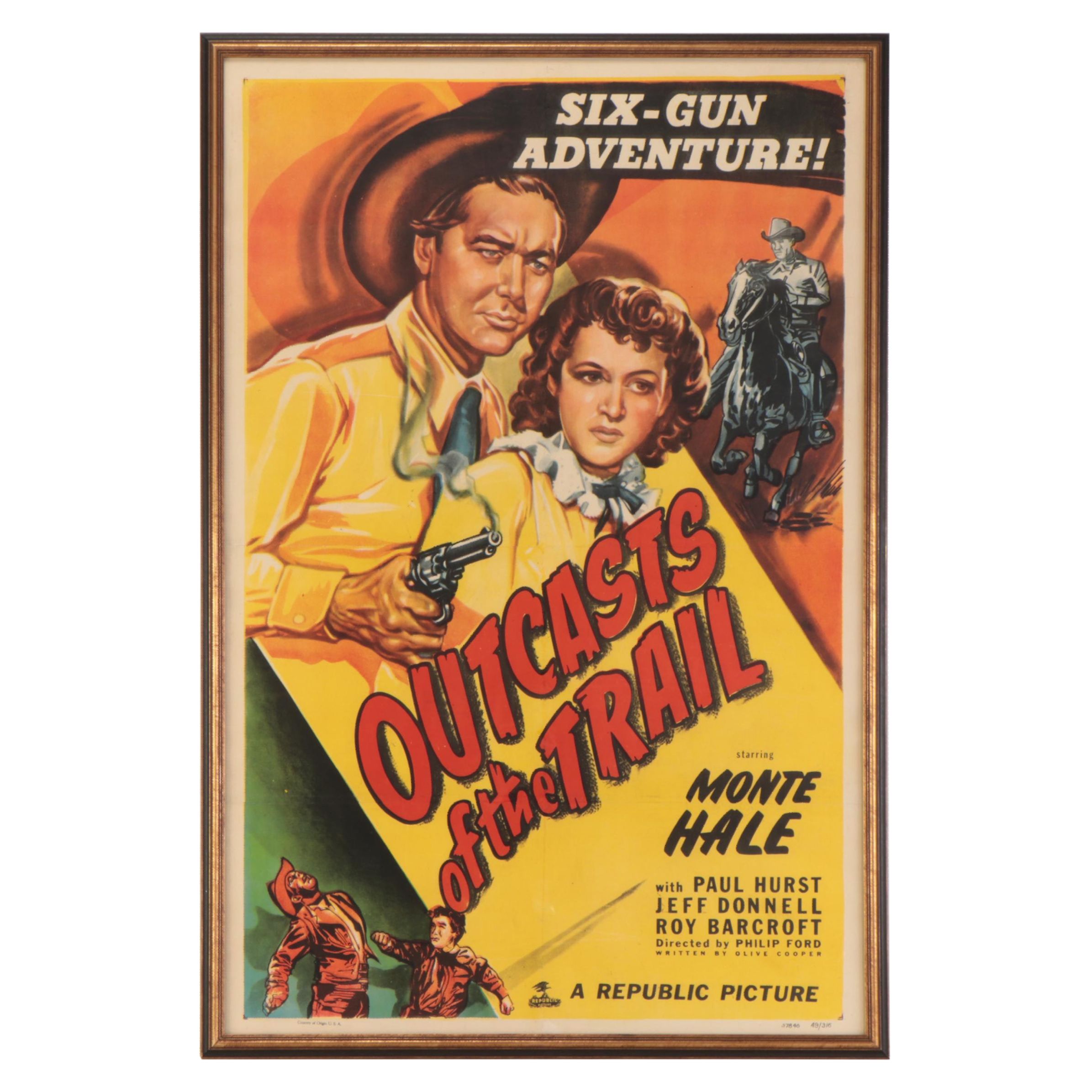 "Outcasts of the Trail" Theatrical One Sheet Poster, 1949