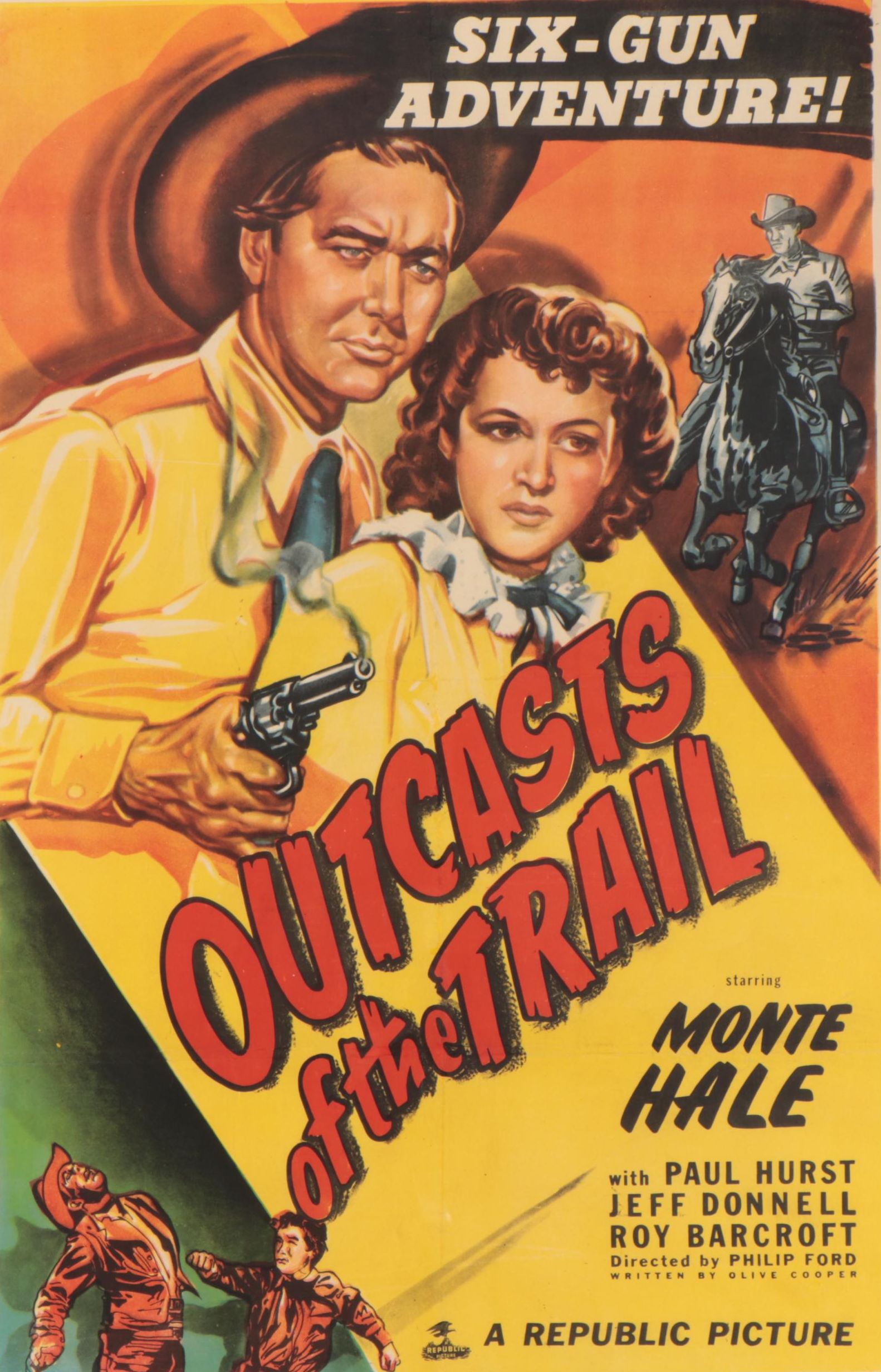 "Outcasts of the Trail" Theatrical One Sheet Poster, 1949
