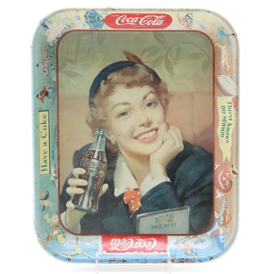 Coca-Cola Tin Lithograph Advertising Tray, Mid-20th Century