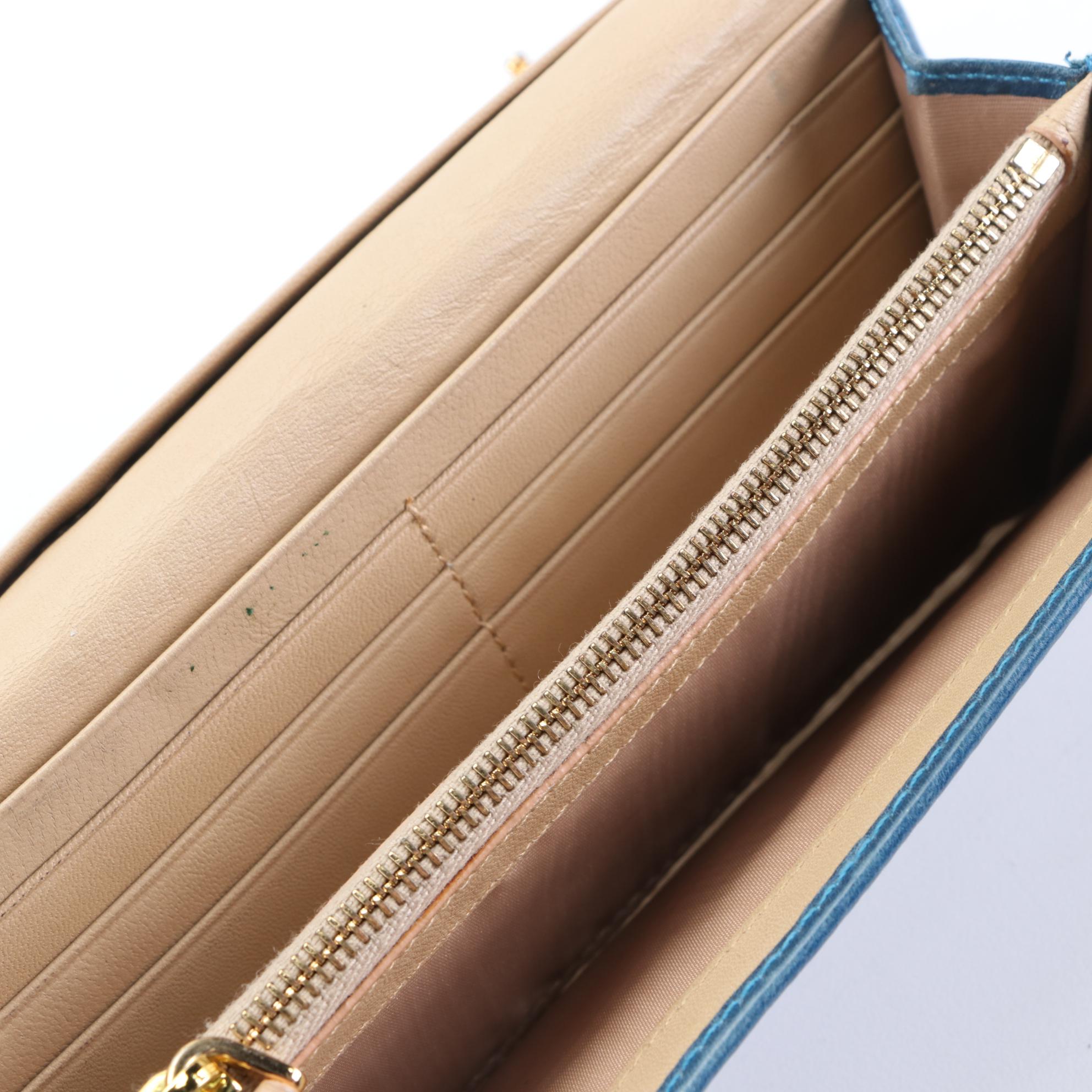 Prada Continental Wallet in Blue Leather