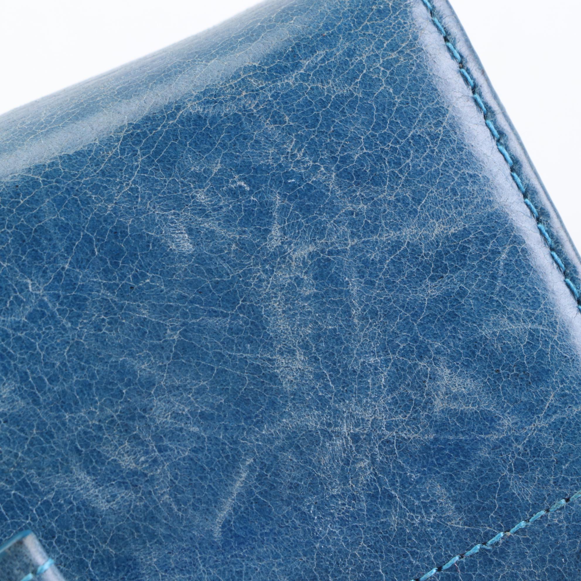 Prada Continental Wallet in Blue Leather