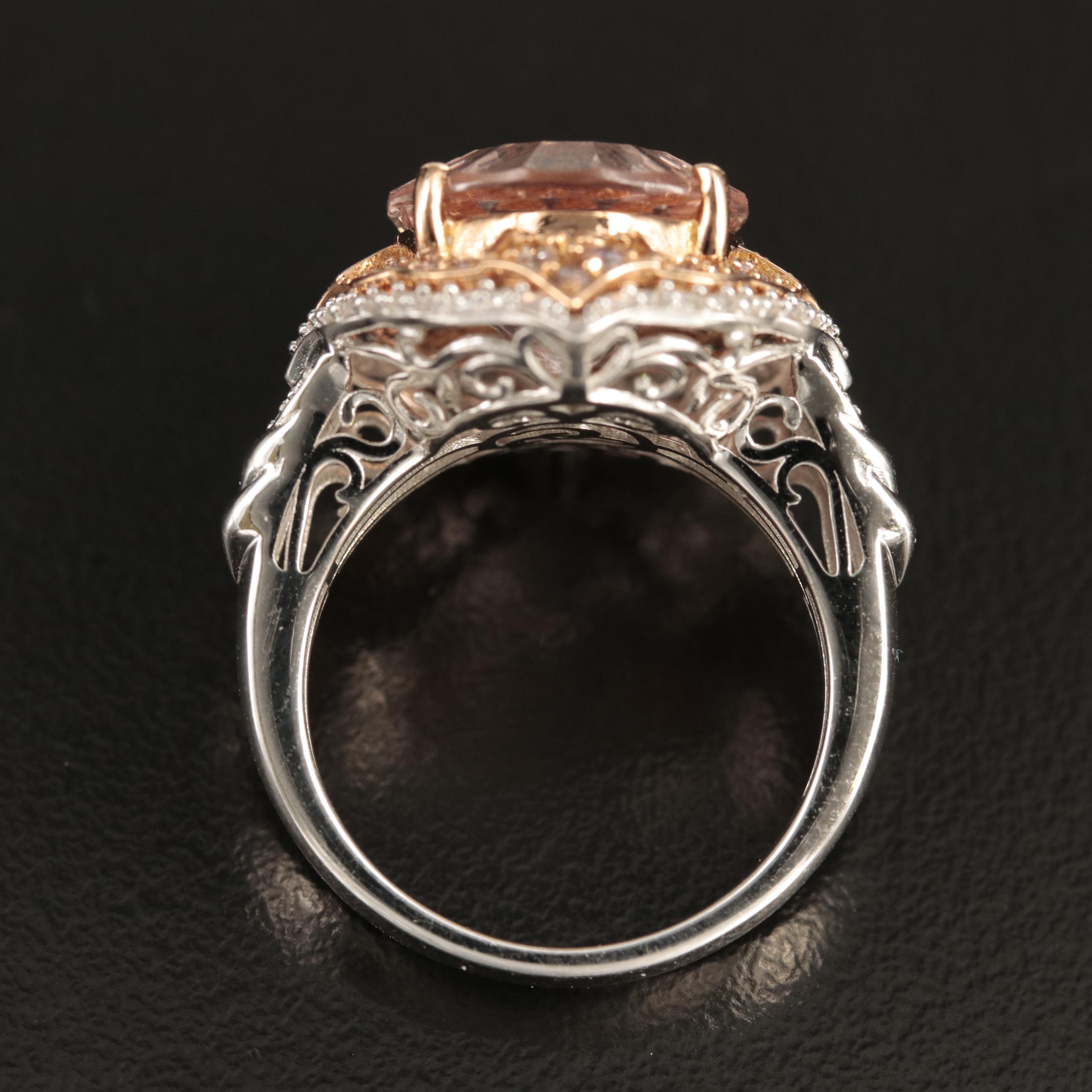Chromia Jewelry 18K 6.44 CT Morganite and Diamond Ring with Rose Gold Accent