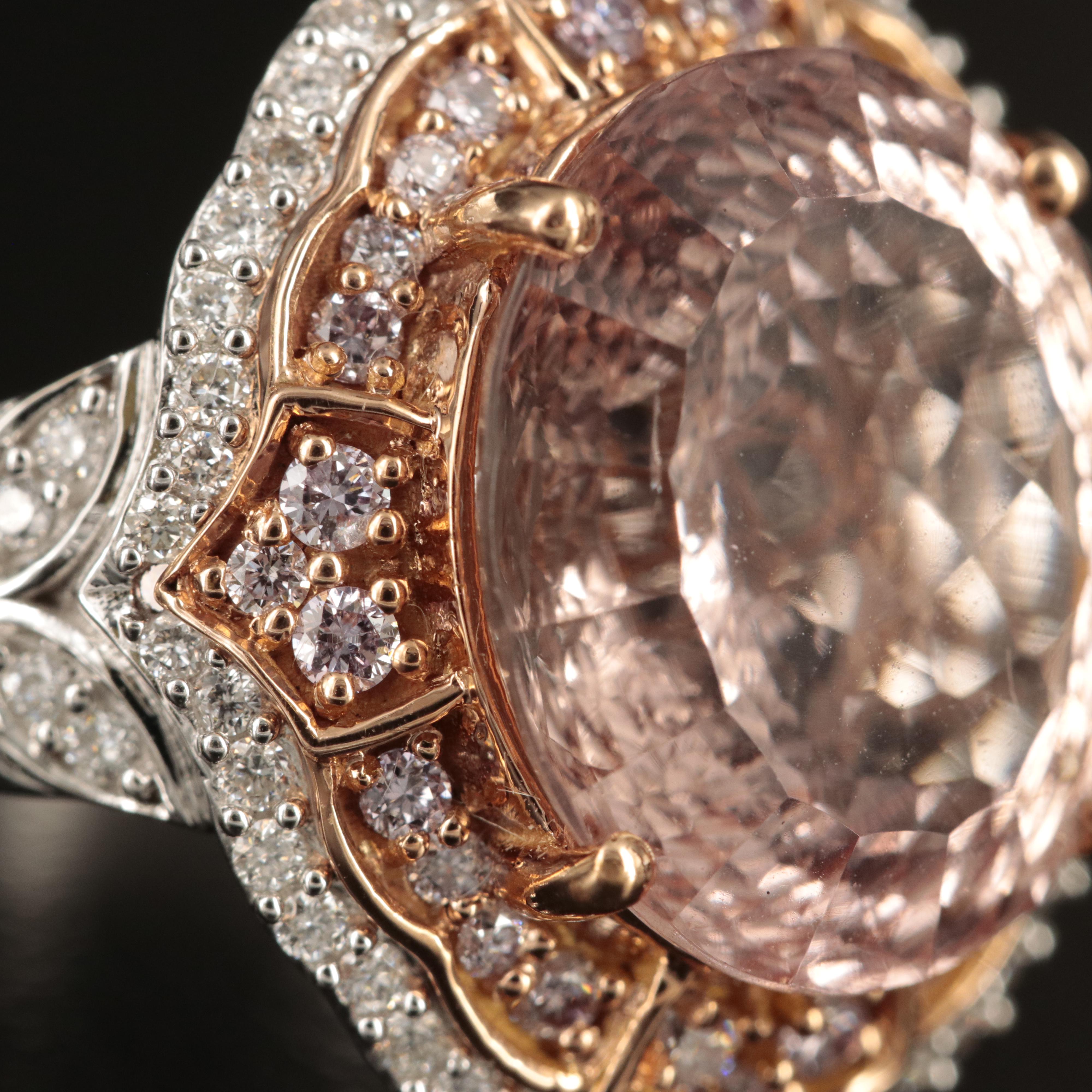 Chromia Jewelry 18K 6.44 CT Morganite and Diamond Ring with Rose Gold Accent
