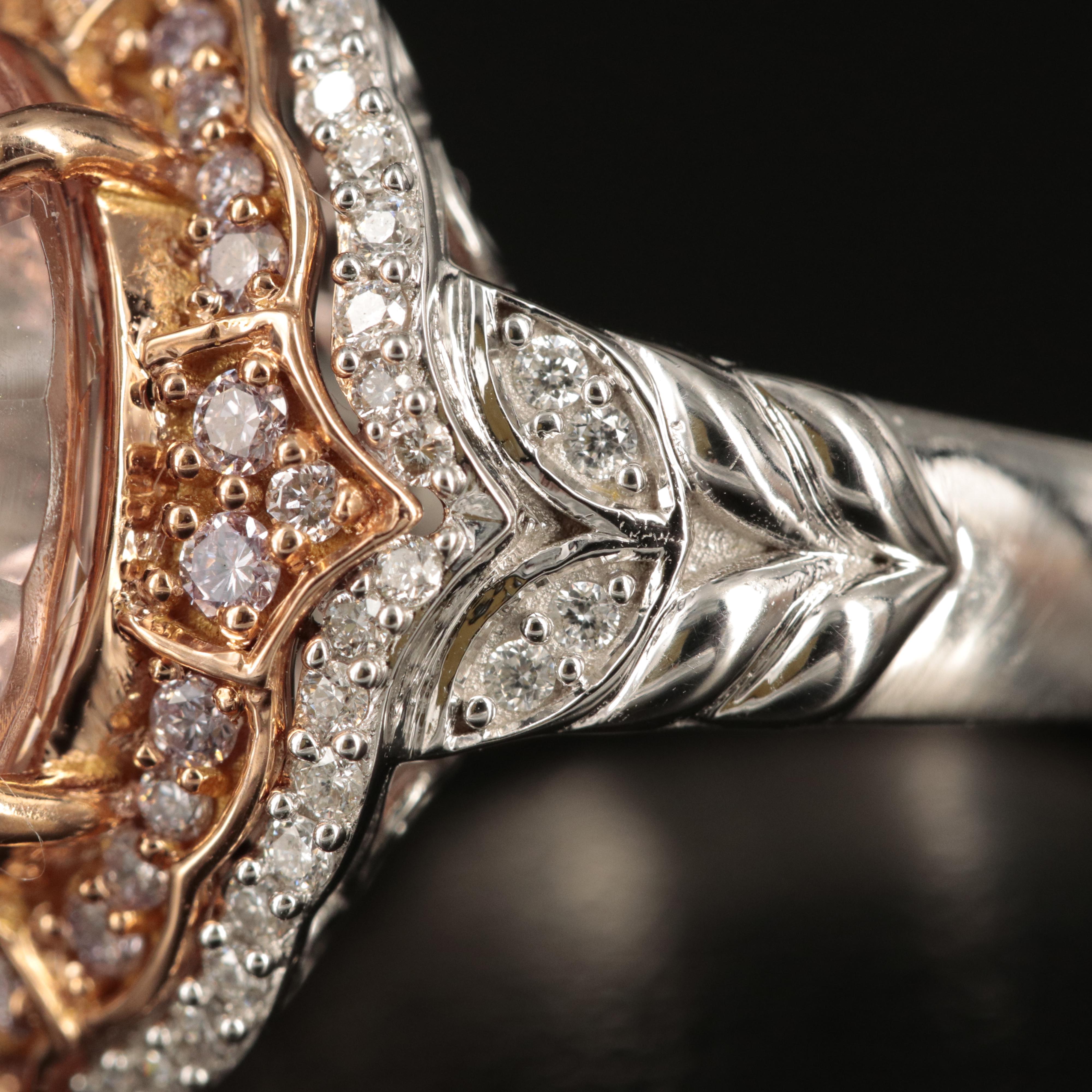 Chromia Jewelry 18K 6.44 CT Morganite and Diamond Ring with Rose Gold Accent