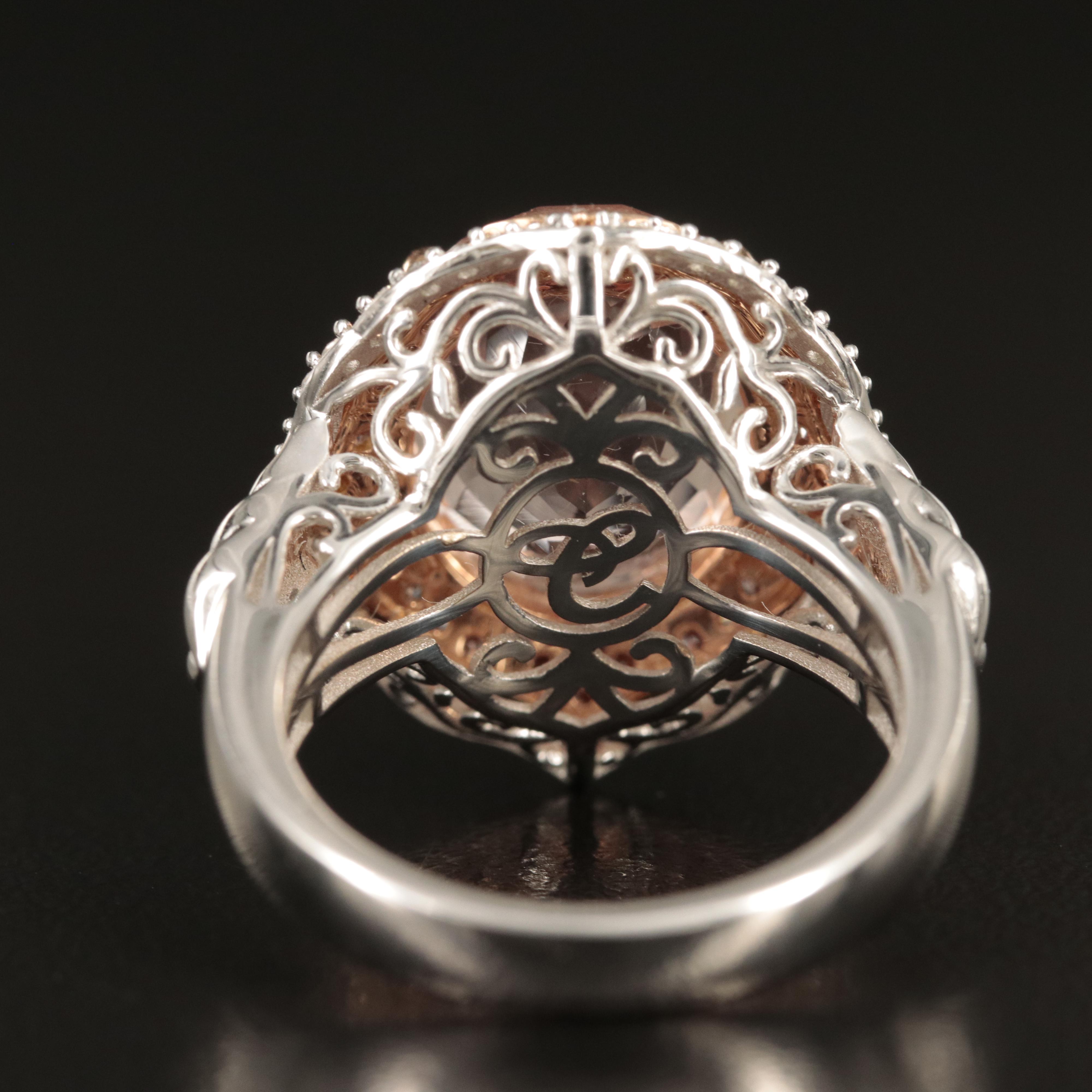 Chromia Jewelry 18K 6.44 CT Morganite and Diamond Ring with Rose Gold Accent