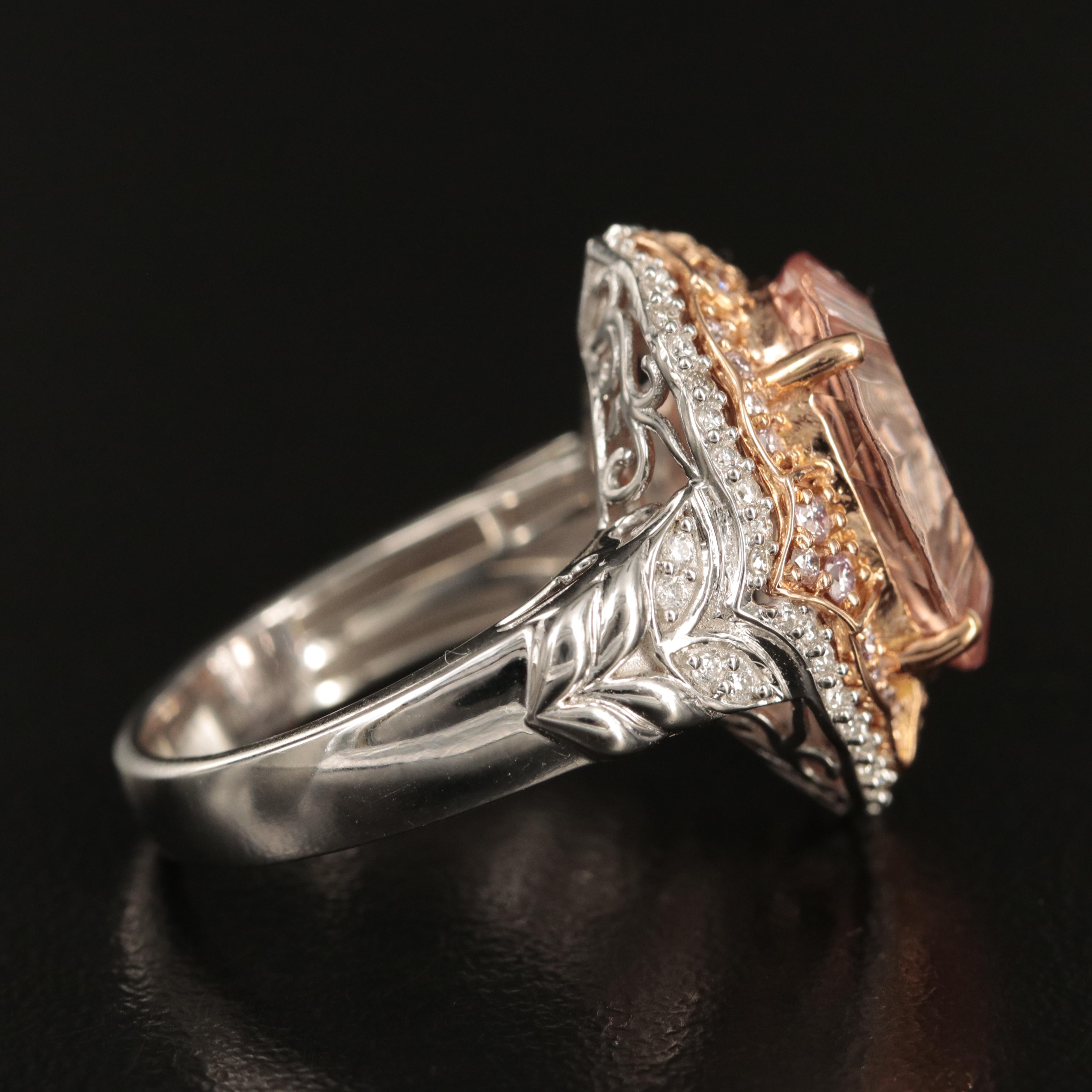 Chromia Jewelry 18K 6.44 CT Morganite and Diamond Ring with Rose Gold Accent