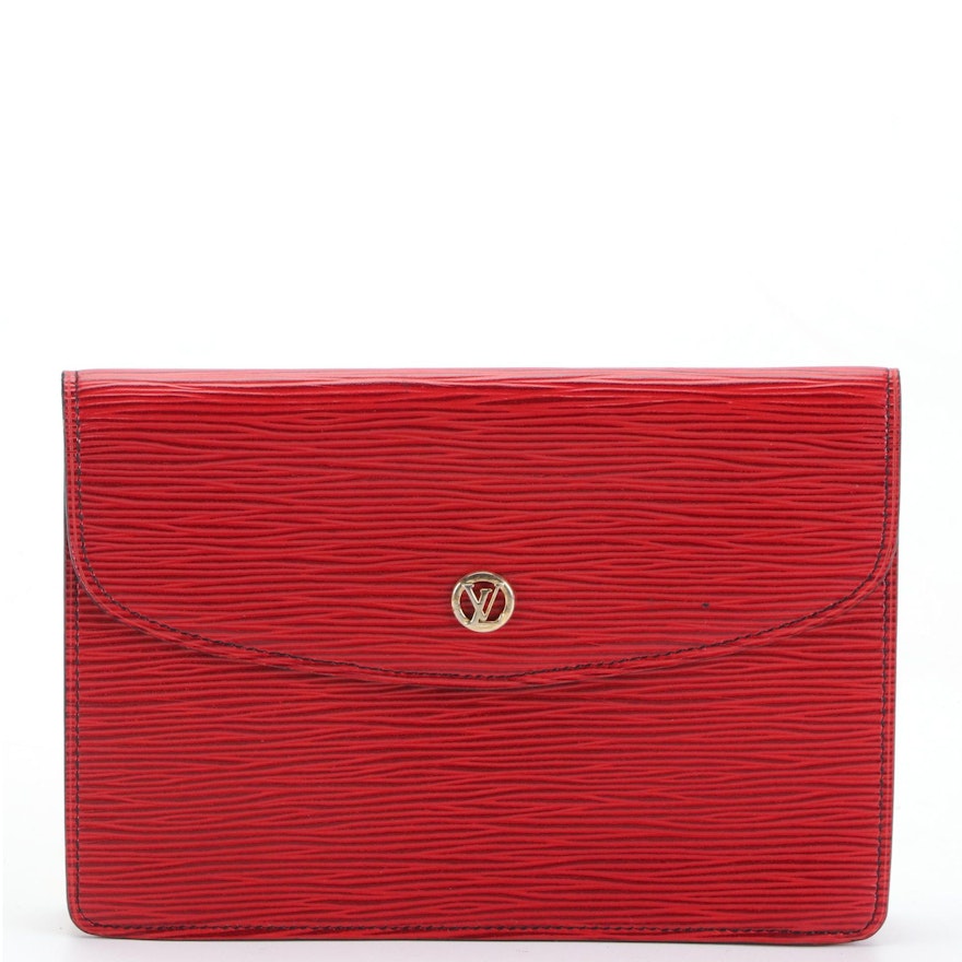 Louis Vuitton Montaigne 27 Clutch in Red Epi Leather