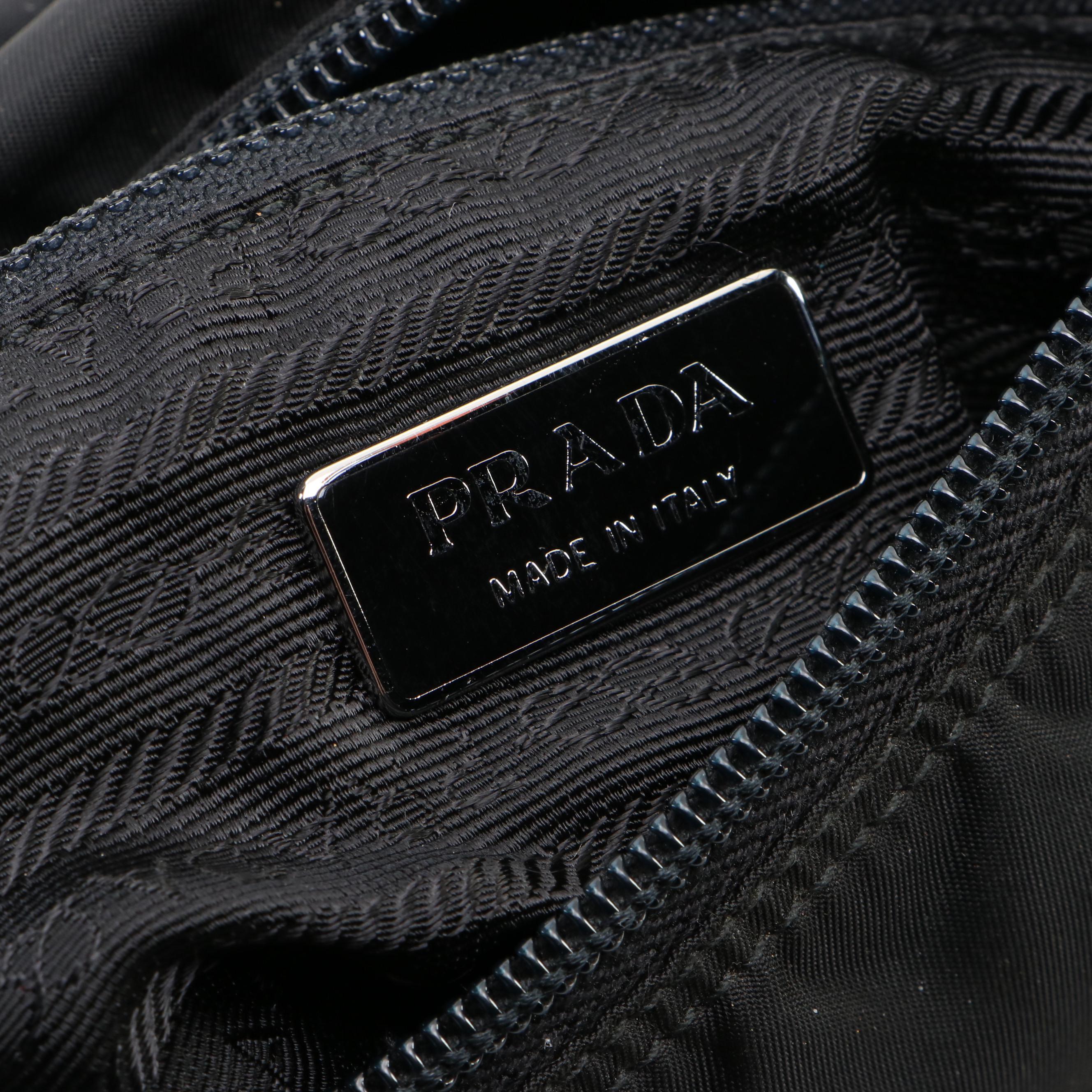 Prada Flap Front Crossbody Bag in Black Nylon and Leather