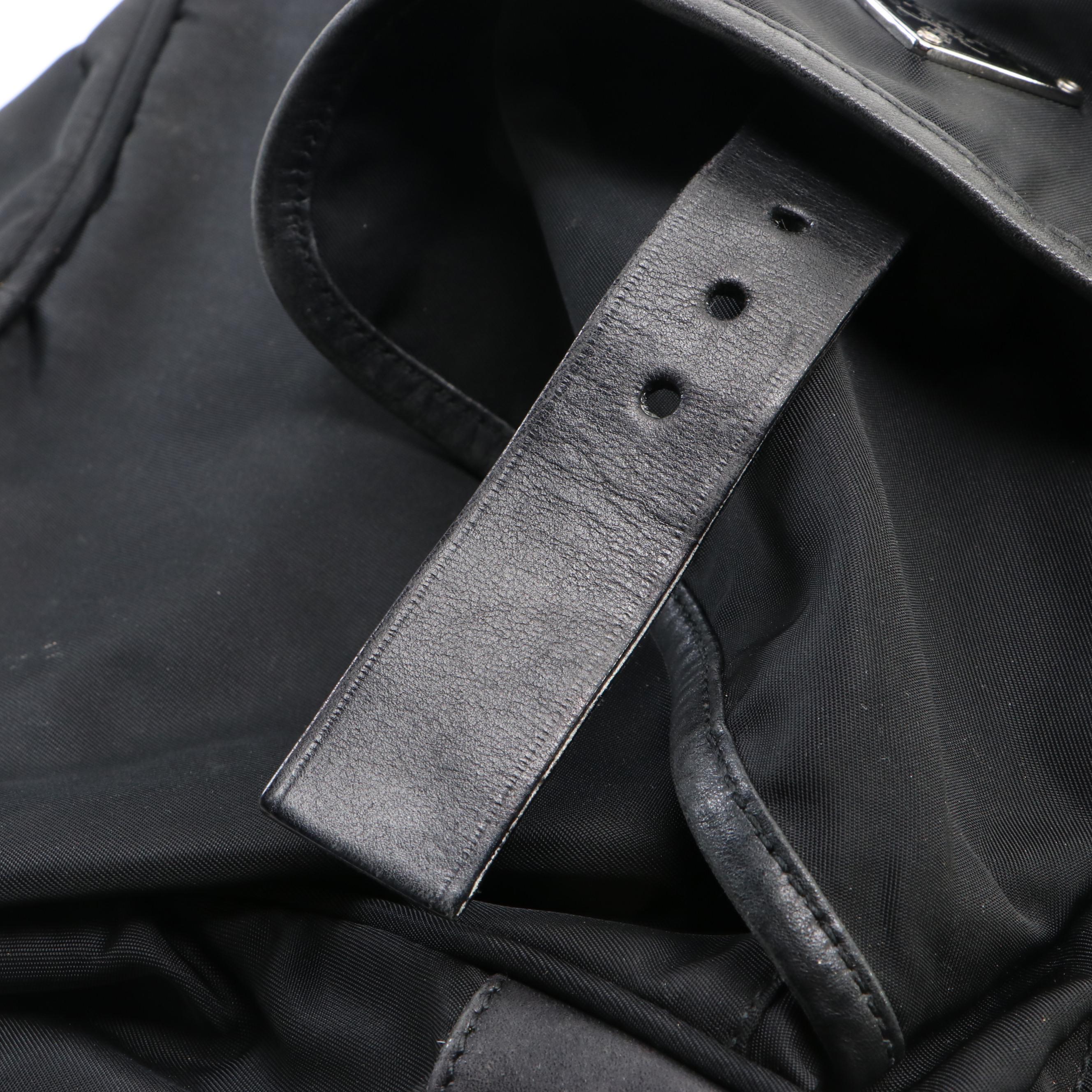 Prada Flap Front Crossbody Bag in Black Nylon and Leather