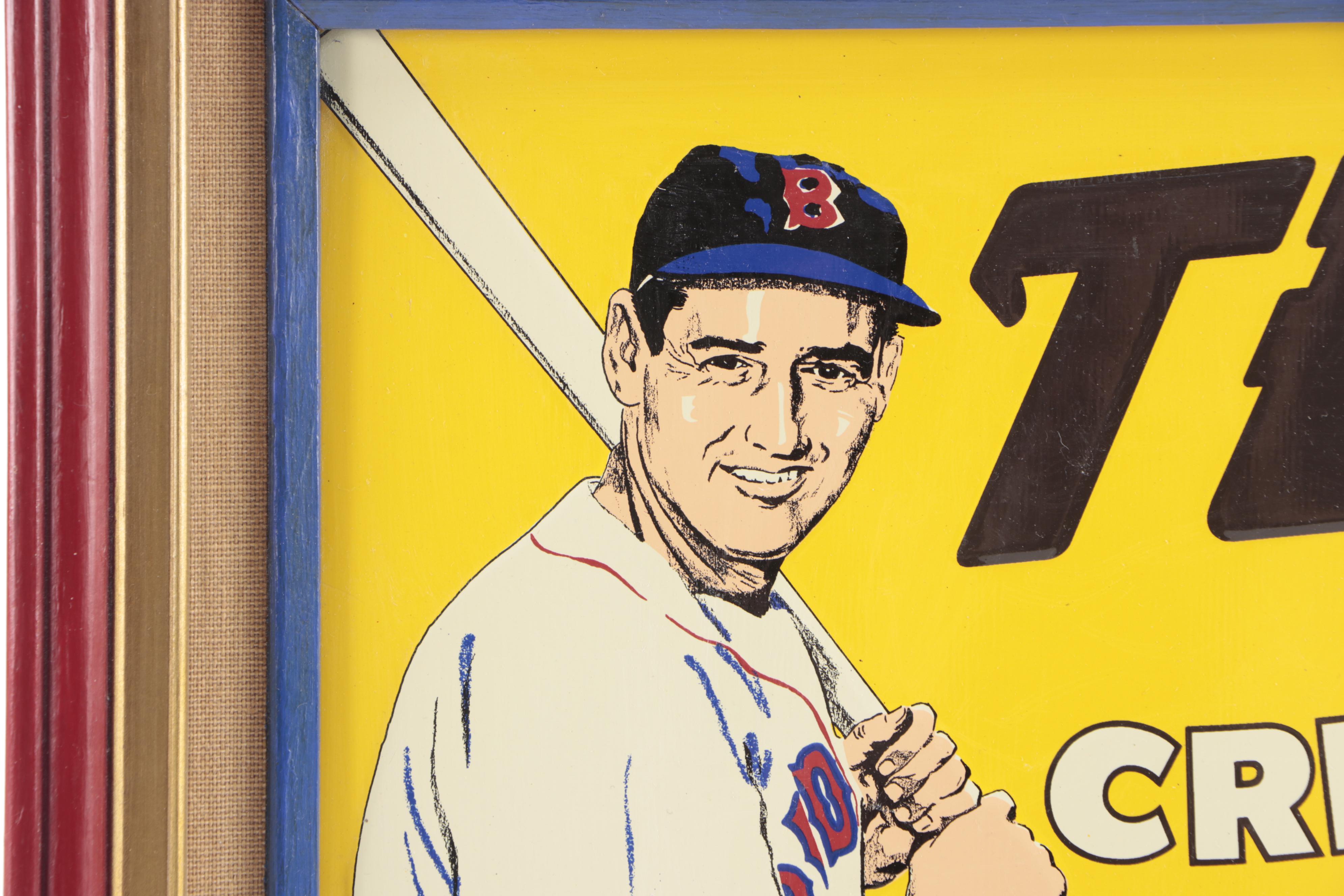 Ted Williams "Ted's Creamy Root Beer" Promotional Tin Sign in Wood Frame, 1990s