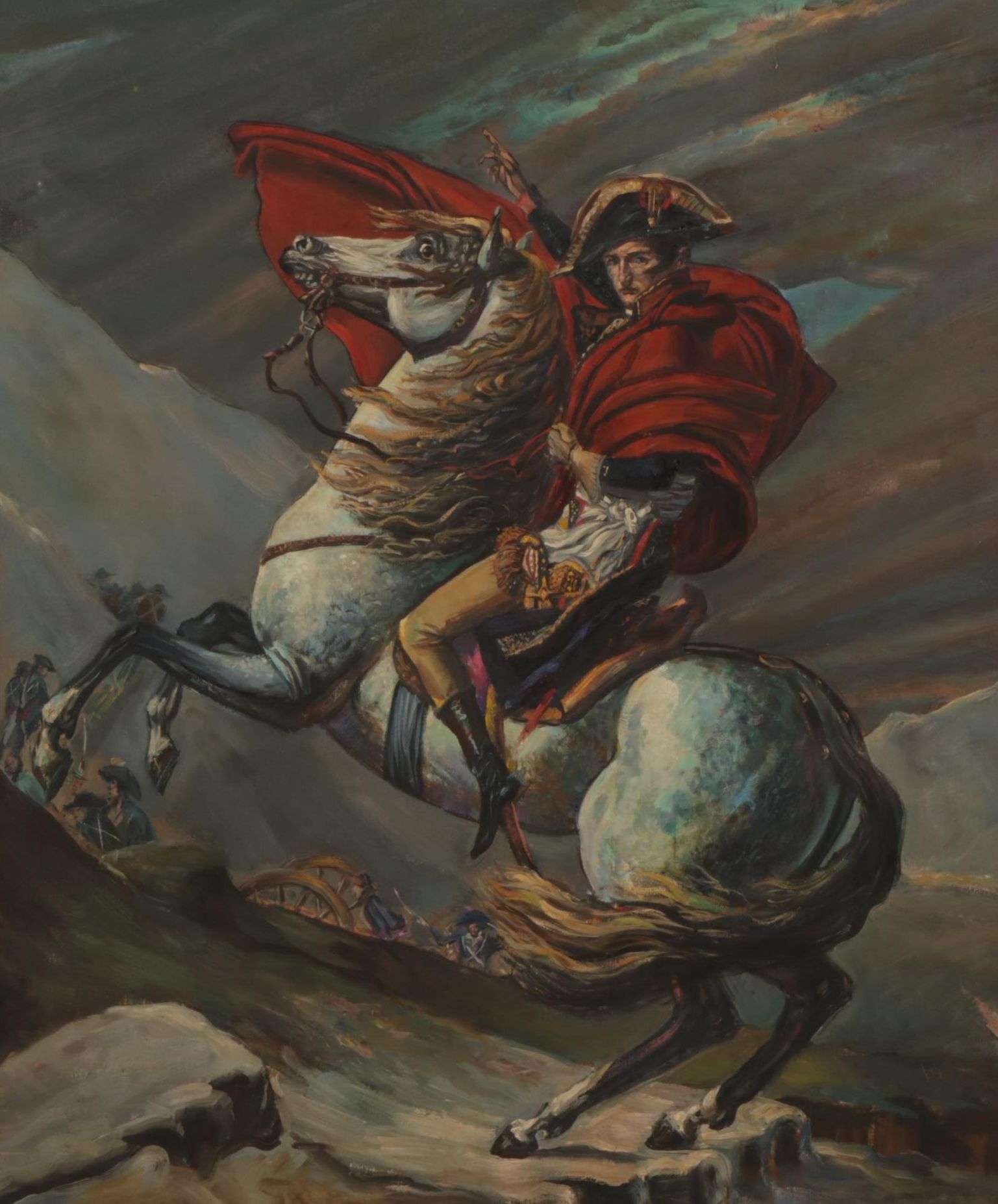 Oil Painting After Jacques-Louis David "Napoleon Crossing the Alps"