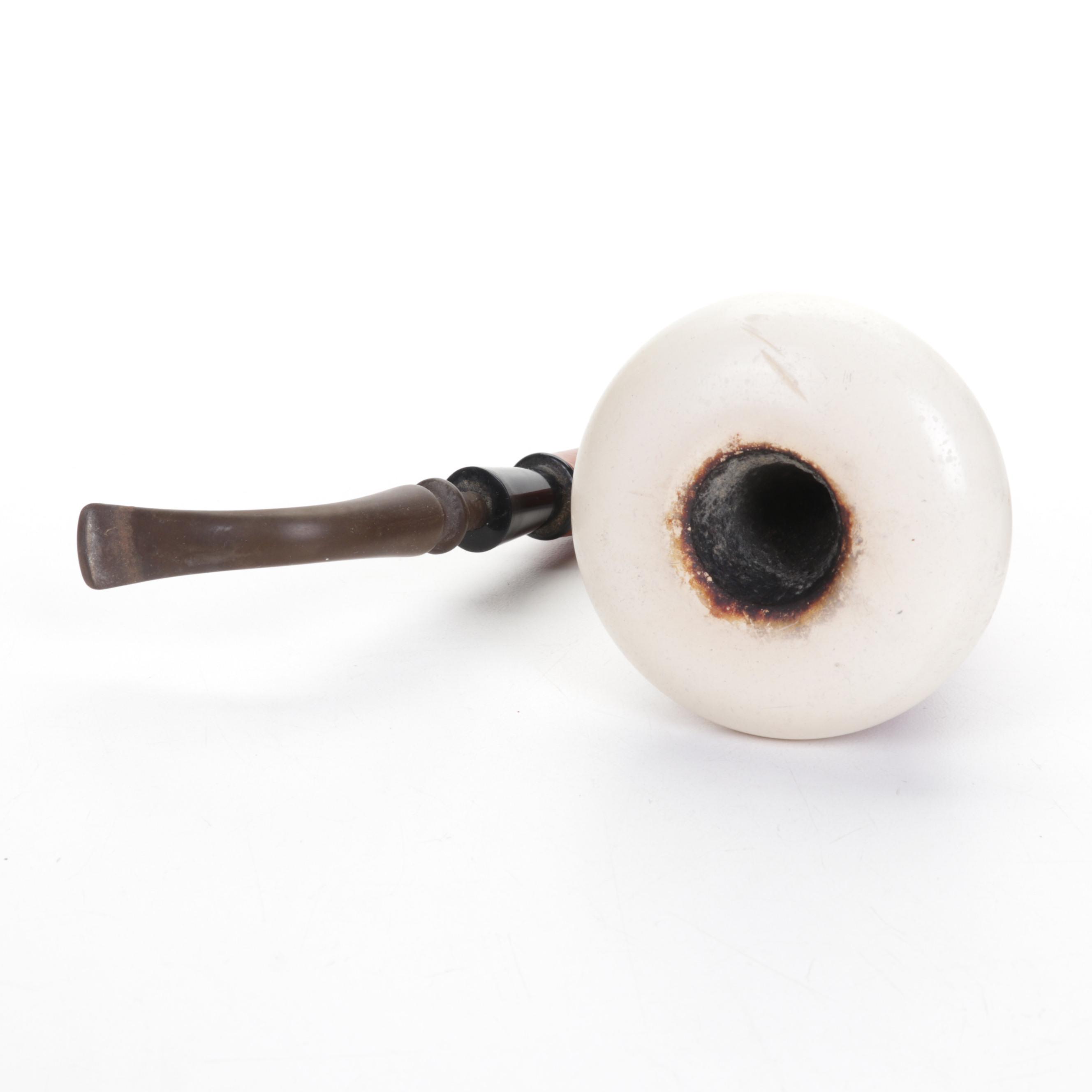 Carved German Tobacco Pipes With Calabash Pipe and Stand