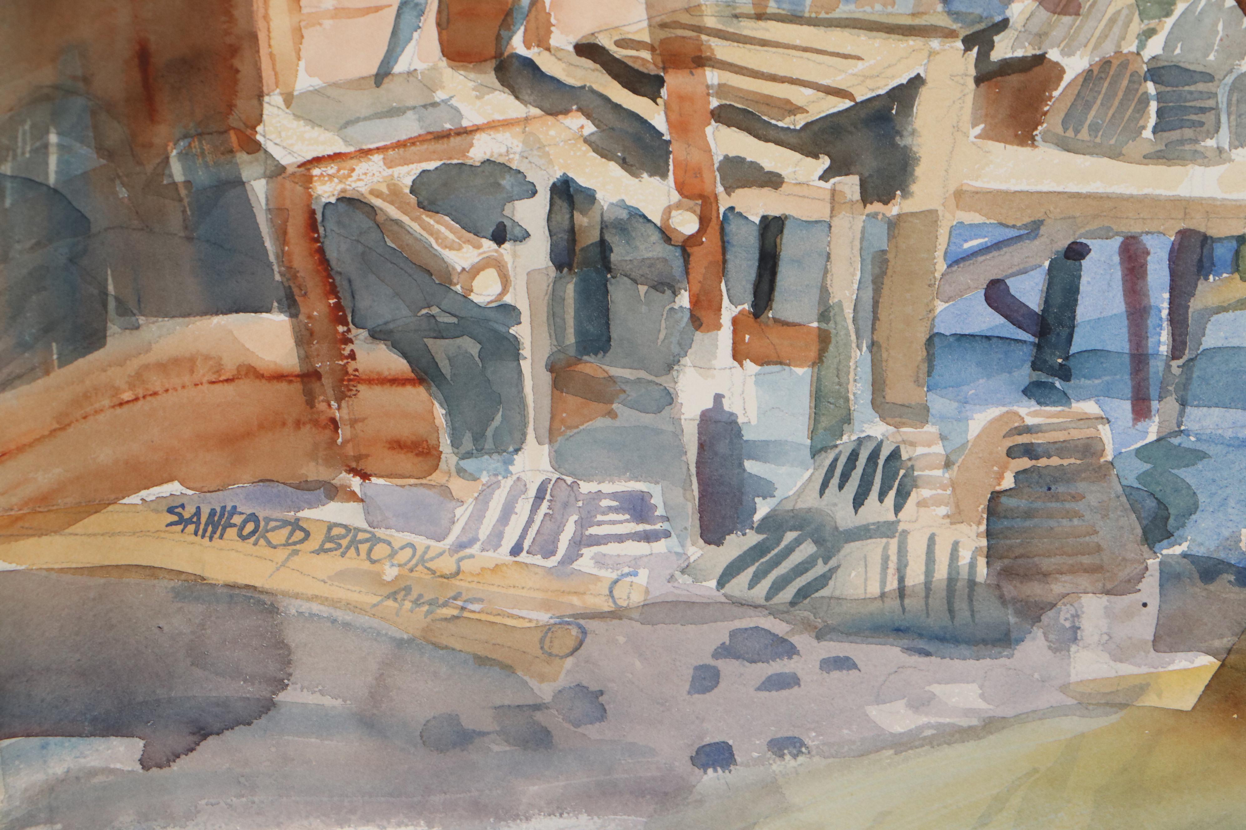 Sanford Brooks Harbor Scene Watercolor Paintings EBTH