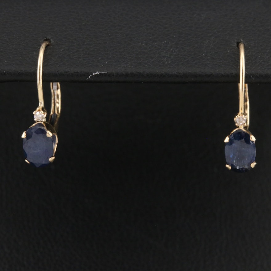 14K Sapphire and Diamond Earrings