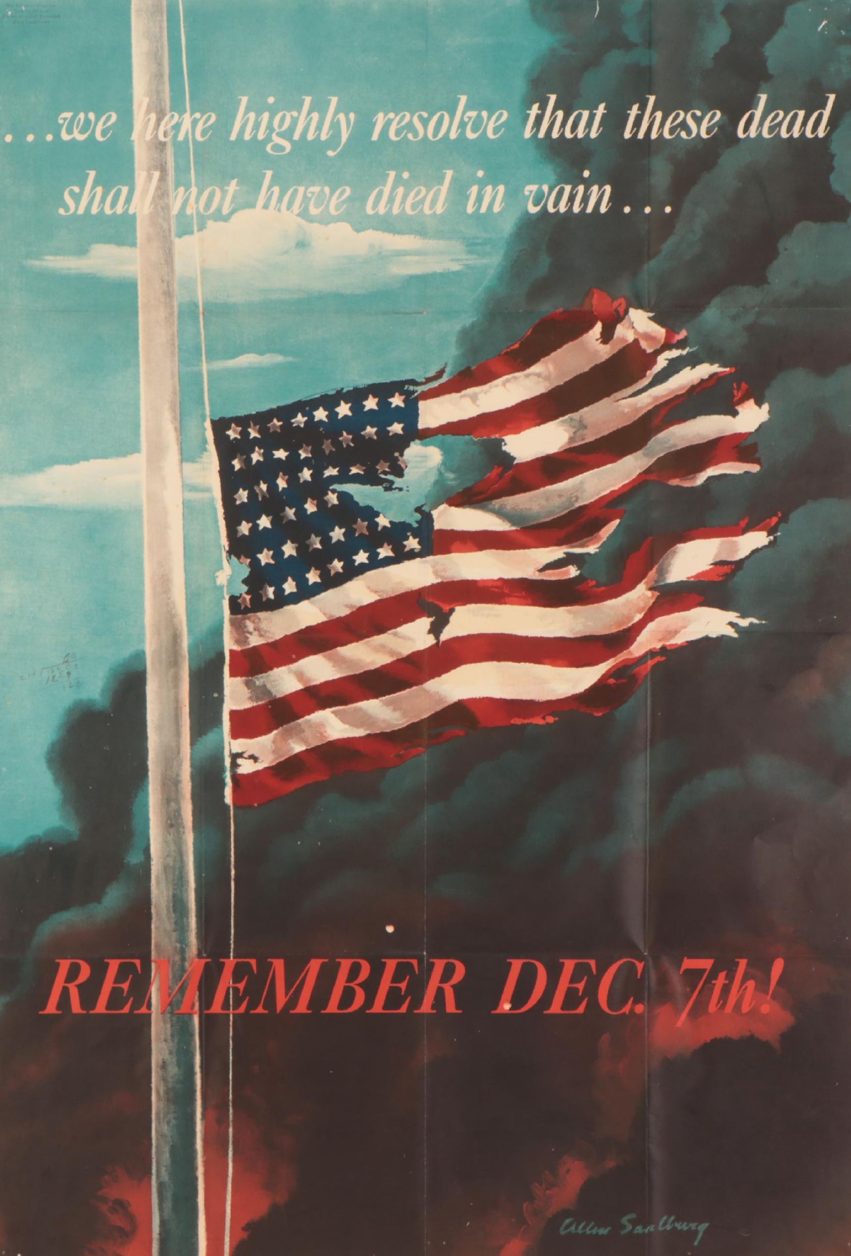 U.S. Government Wartime Propaganda Poster "Remember Dec. 7th!" Circa 1942