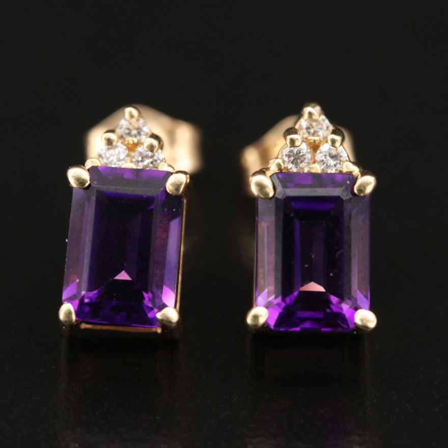 14K Amethyst and Diamond Earrings