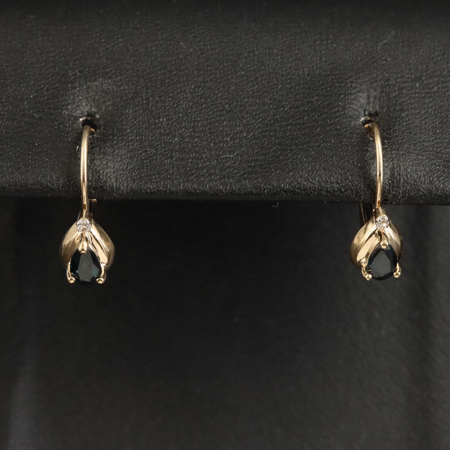 14K Sapphire and Diamond Earrings