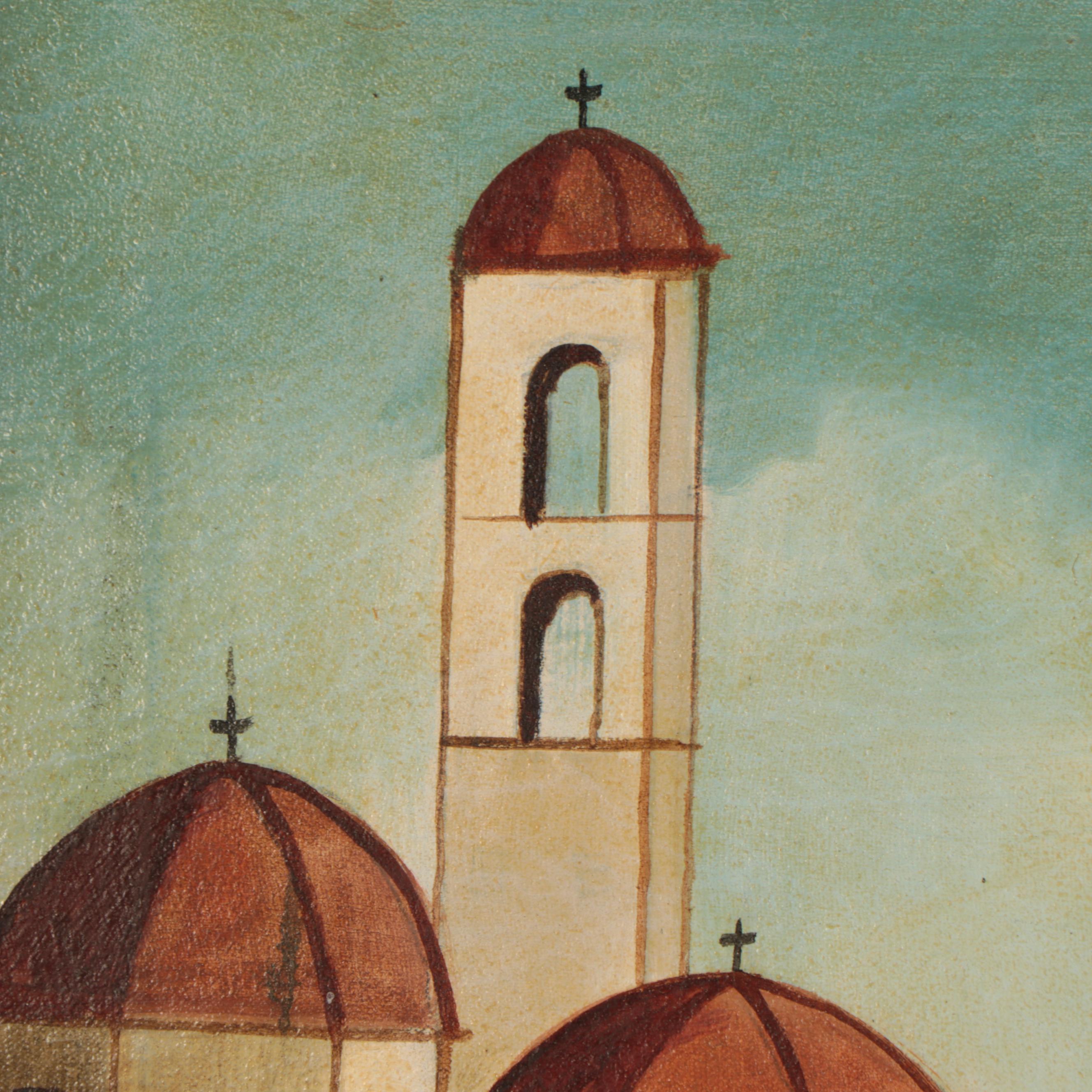 Agapito Labios Folk Art Oil Painting of Girl and Birds