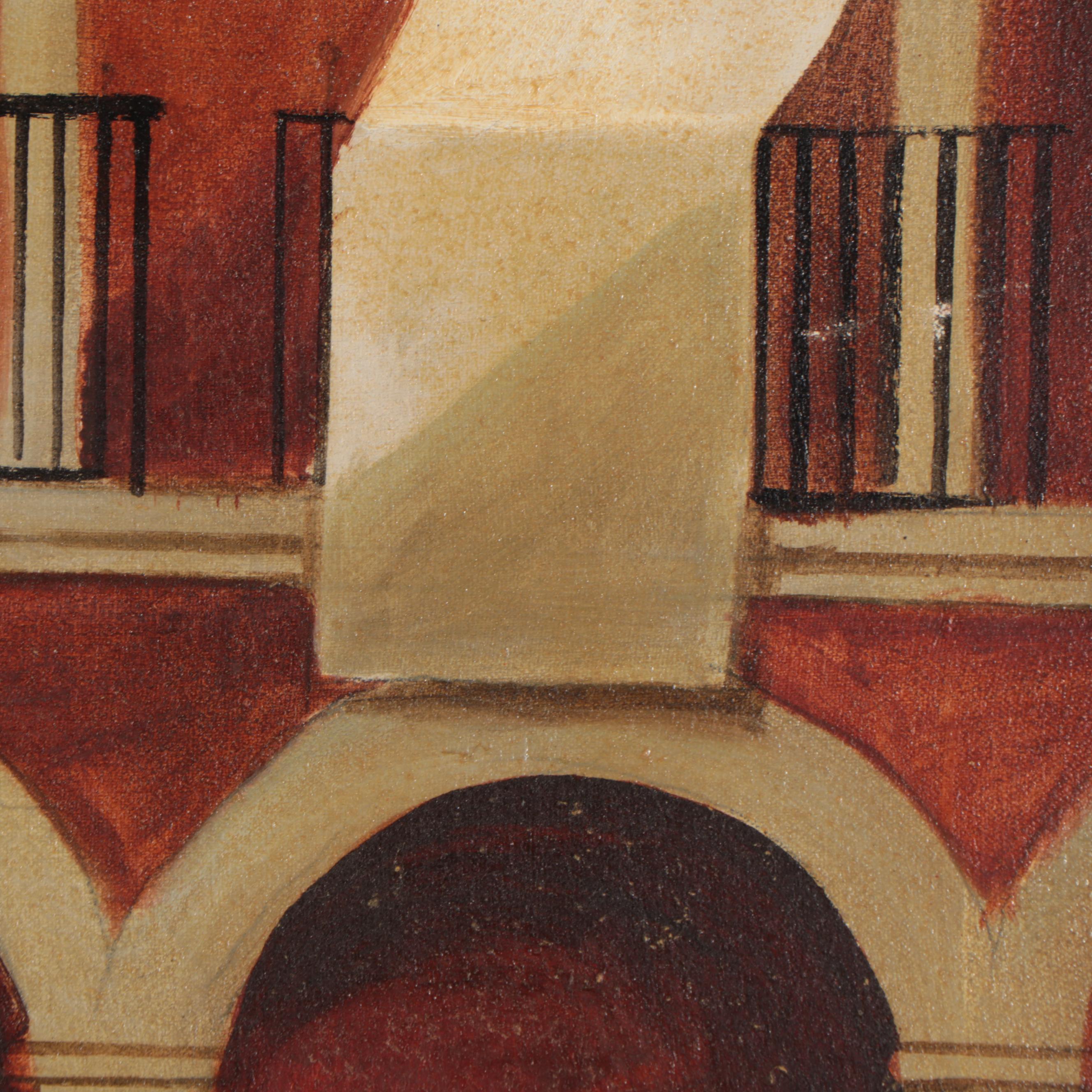 Agapito Labios Folk Art Oil Painting of Girl and Birds