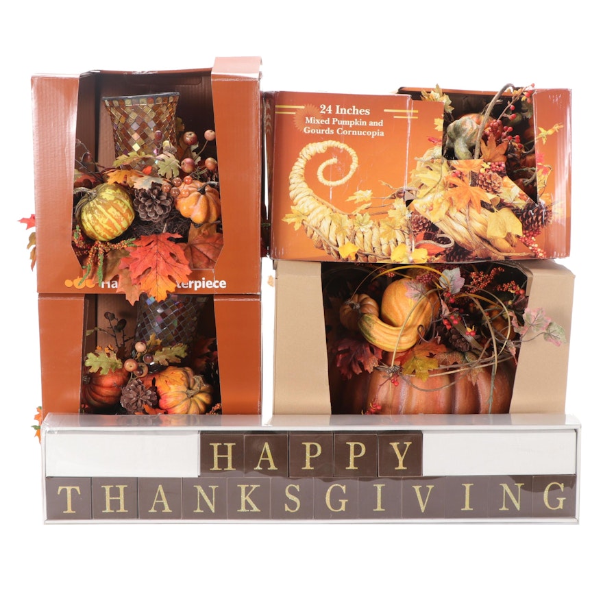 "Happy Thanksgiving" Sign with Fall Décor Collection