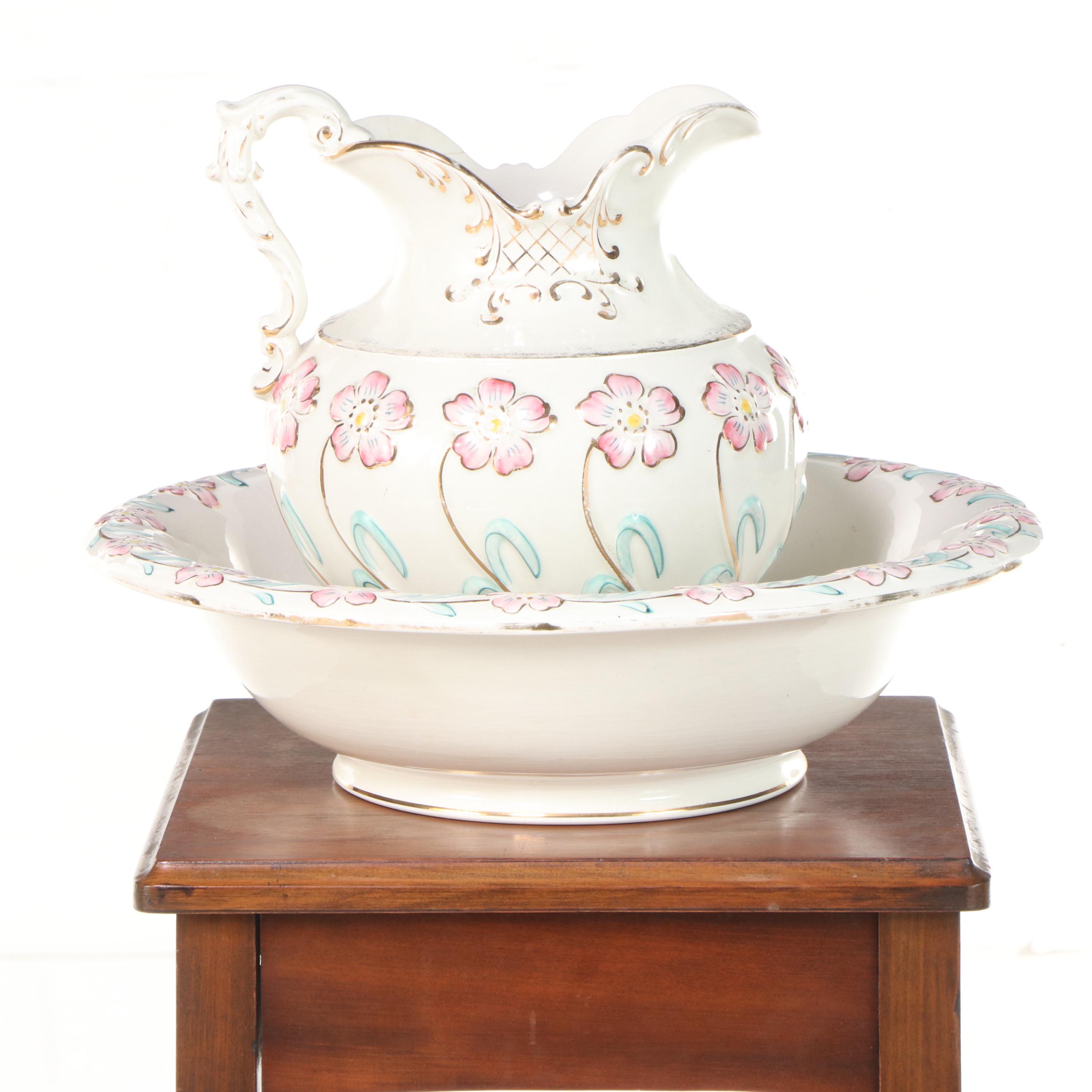 Washstand with Pitcher and Basin Set and Chamber Pot