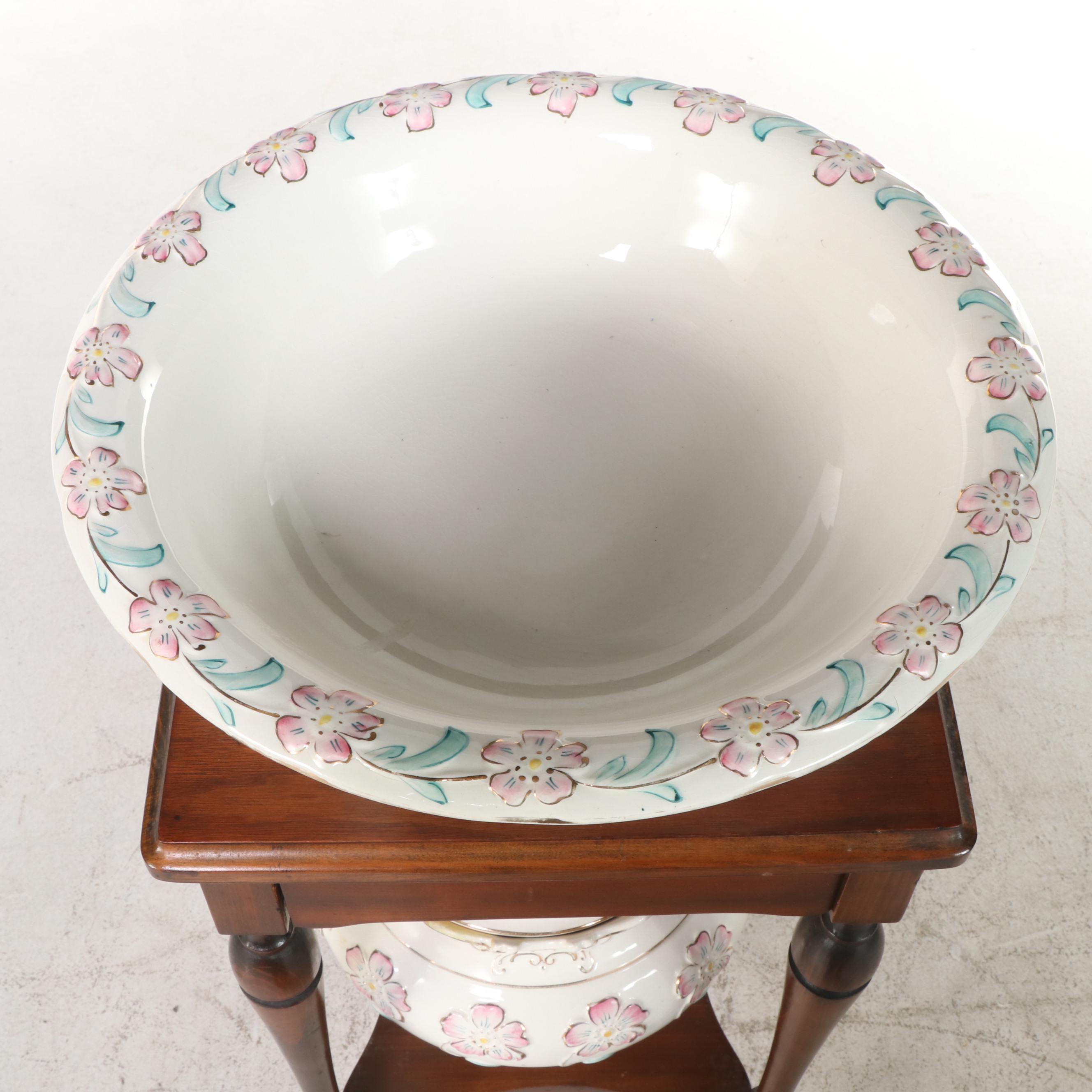 Washstand with Pitcher and Basin Set and Chamber Pot