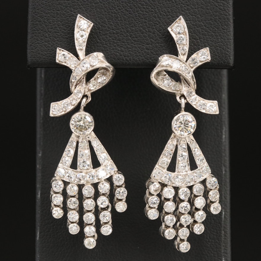 Platinum 2.81 CTW Diamond Fringe Earrings