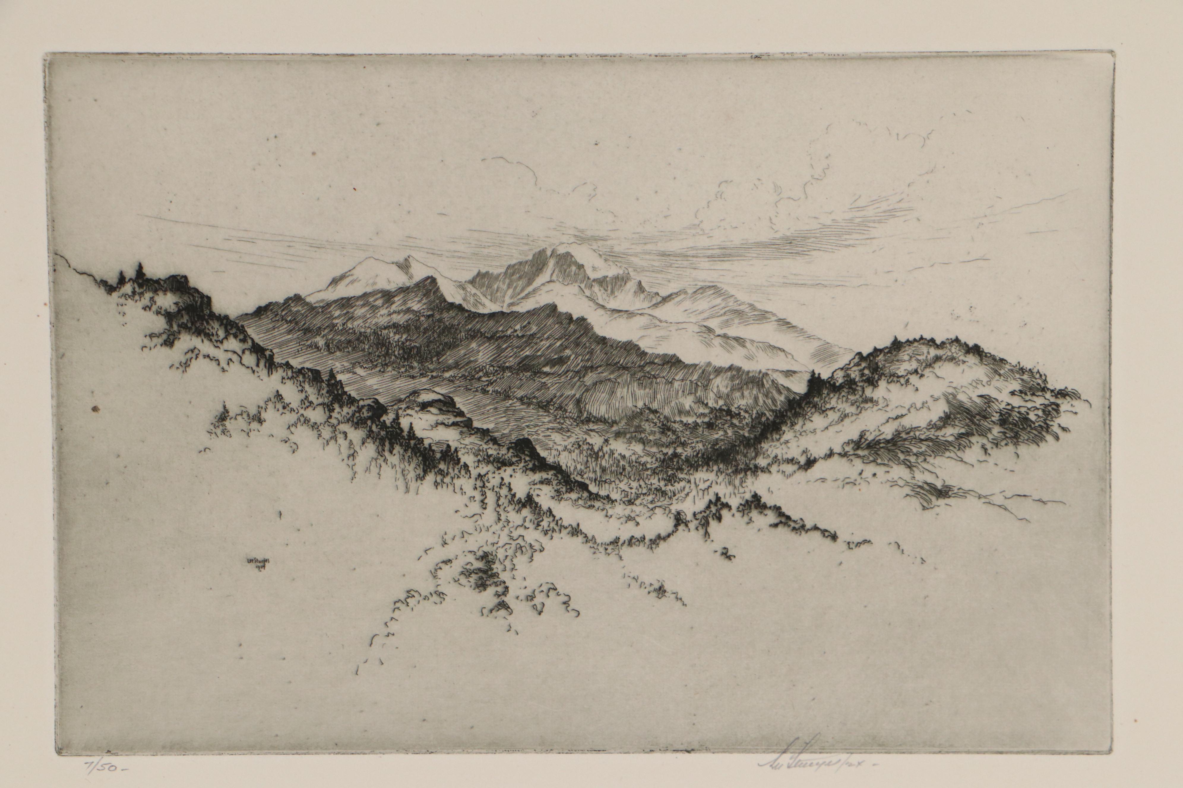 Lee Sturges Mountain Landscape Etchings, Circa 1920