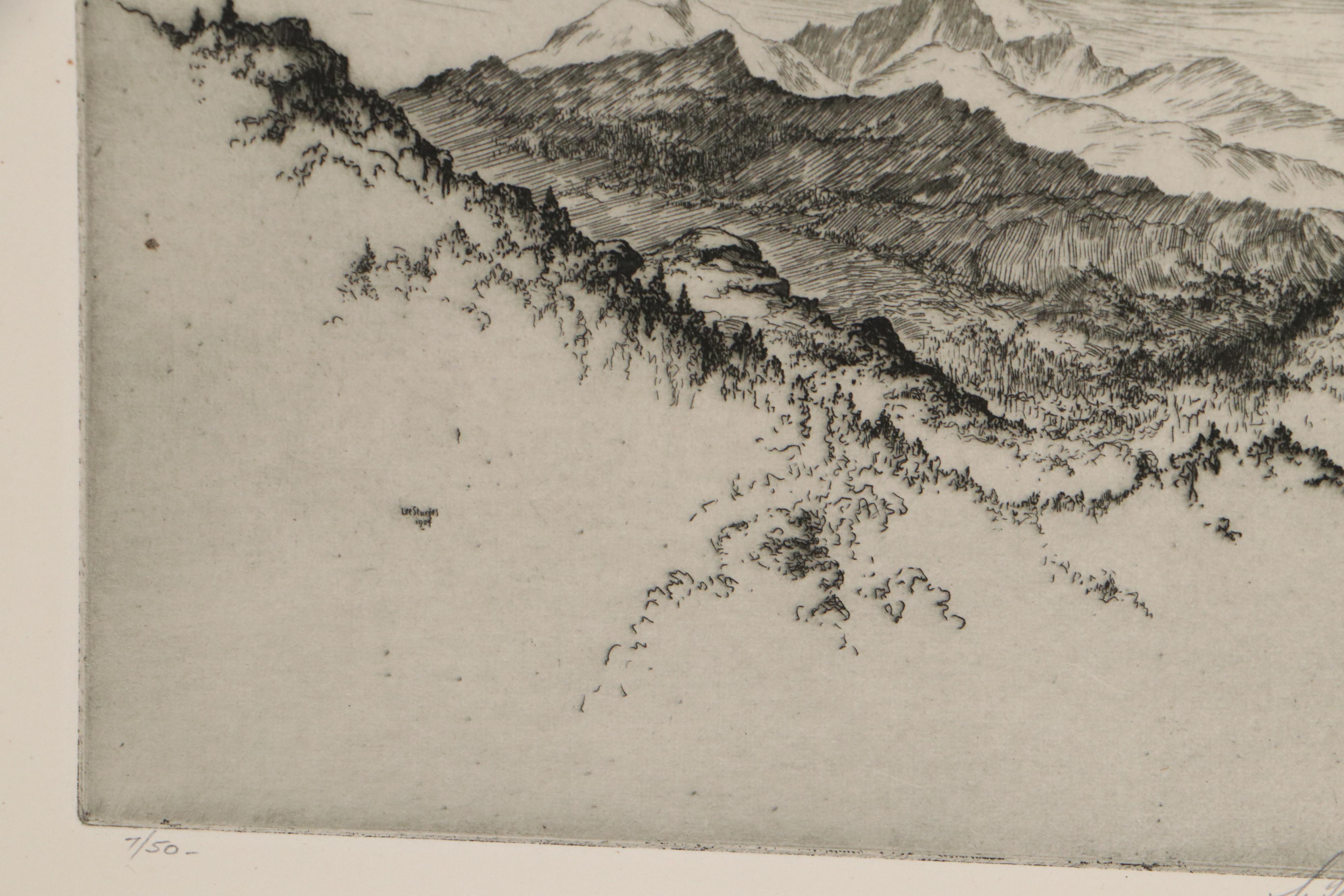 Lee Sturges Mountain Landscape Etchings, Circa 1920