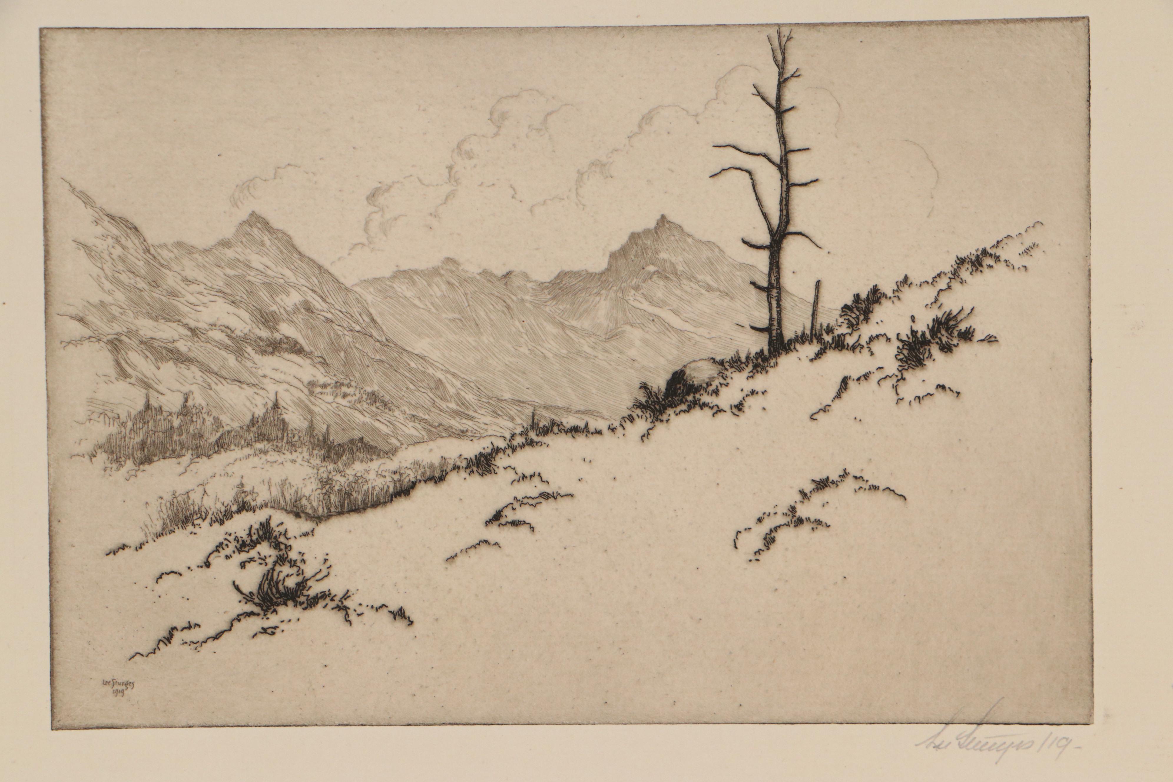 Lee Sturges Mountain Landscape Etchings, Circa 1920
