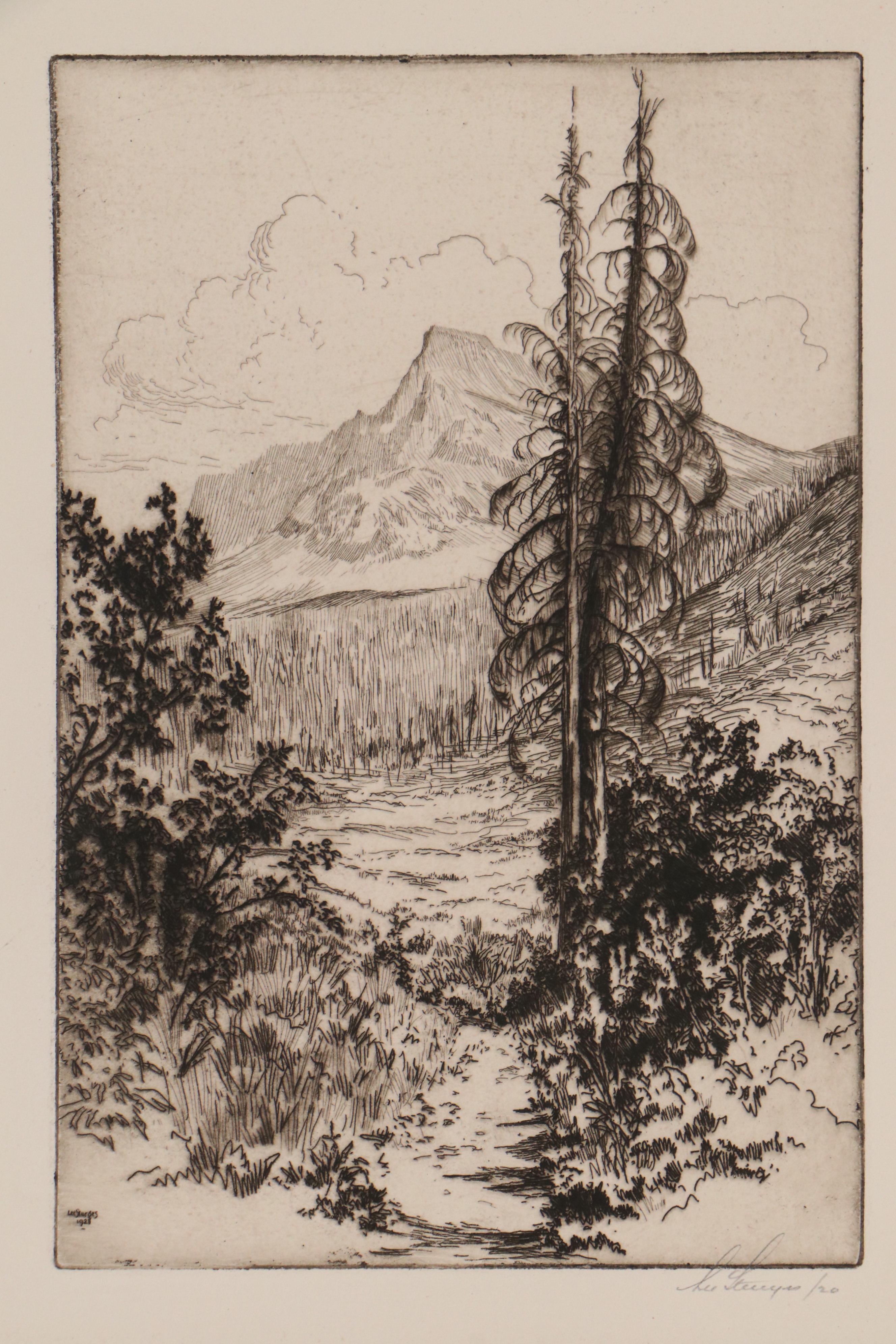 Lee Sturges Mountain Landscape Etchings, Circa 1920