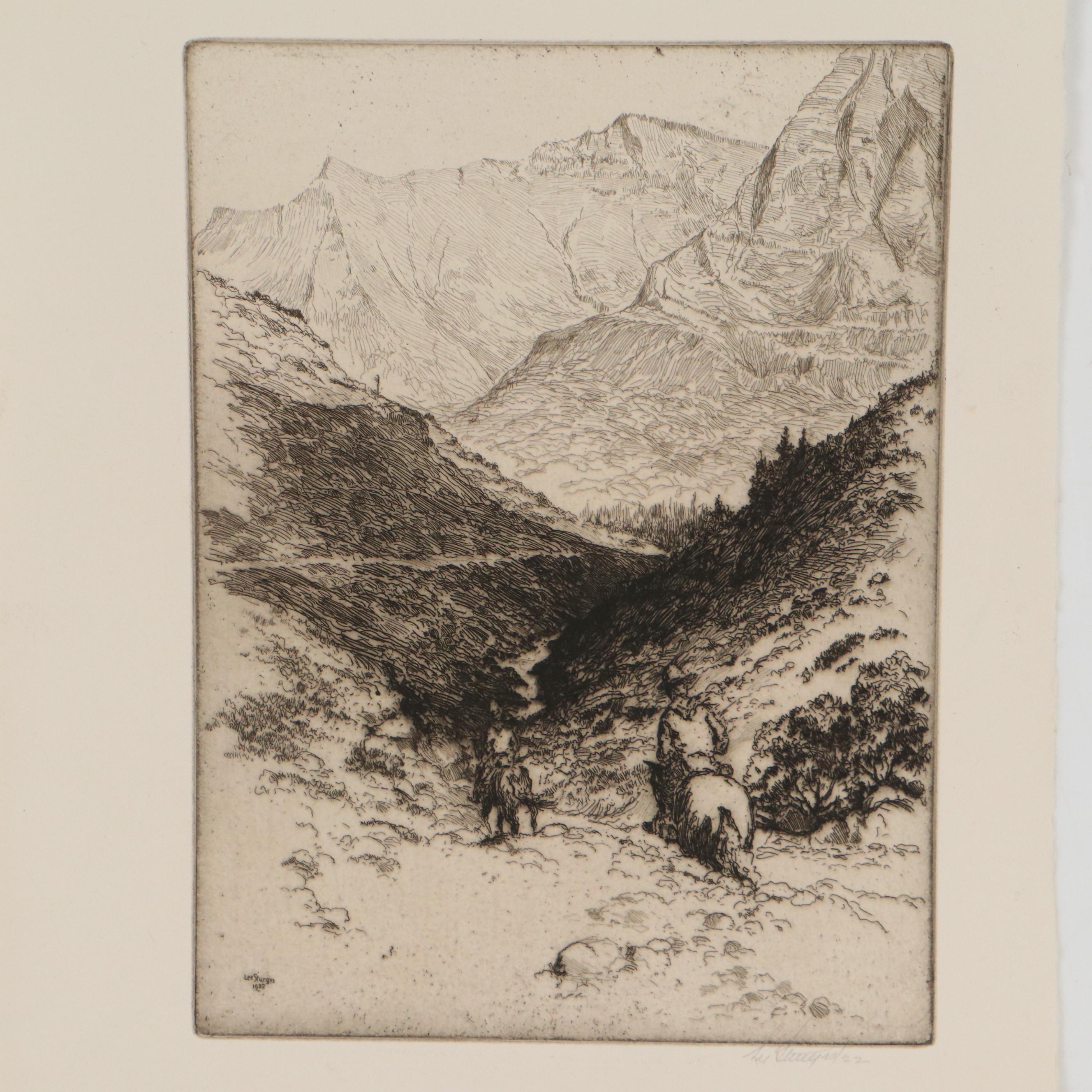 Lee Sturges Mountain Landscape Etchings, Circa 1920