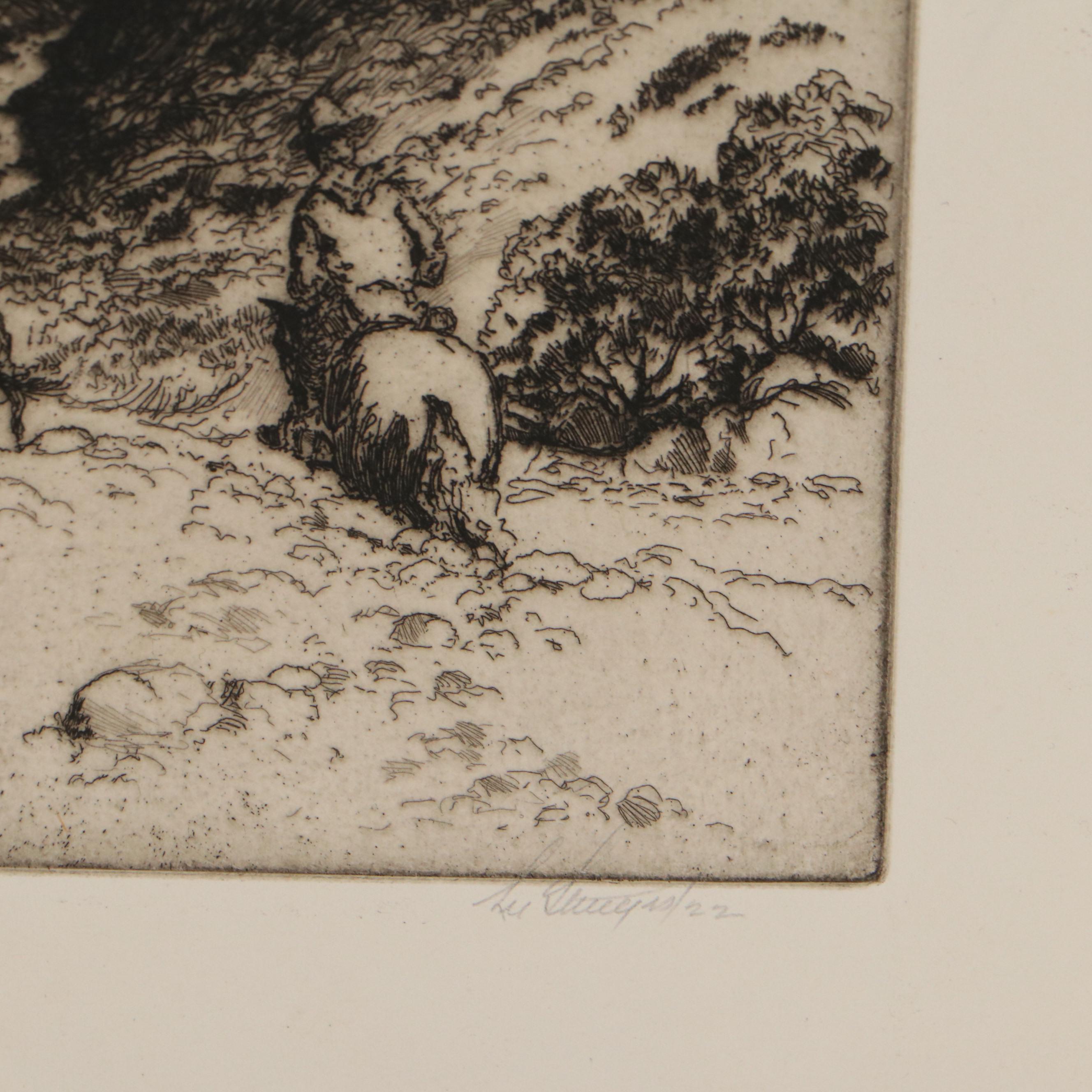 Lee Sturges Mountain Landscape Etchings, Circa 1920